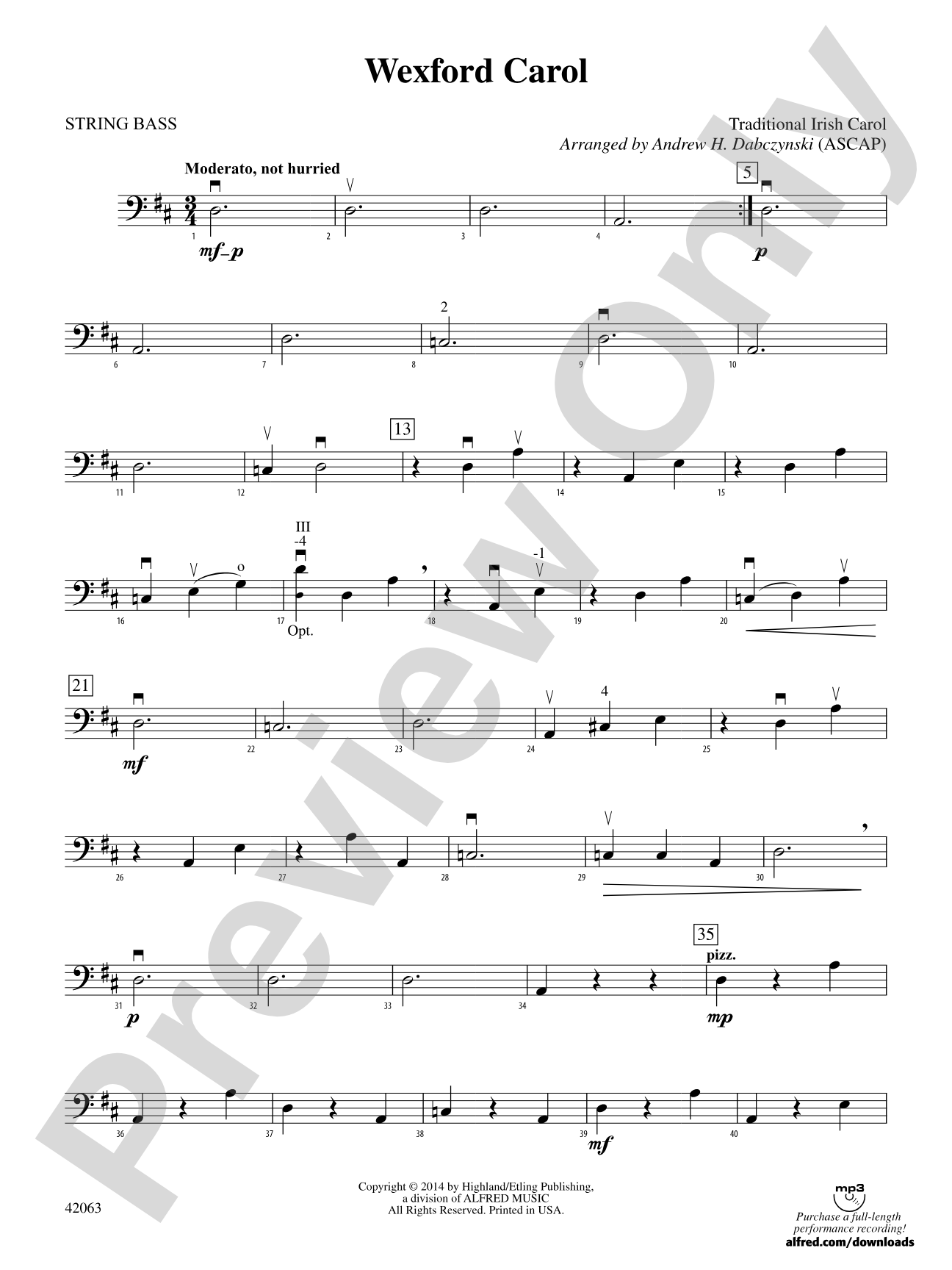 Wexford Carol: String Bass