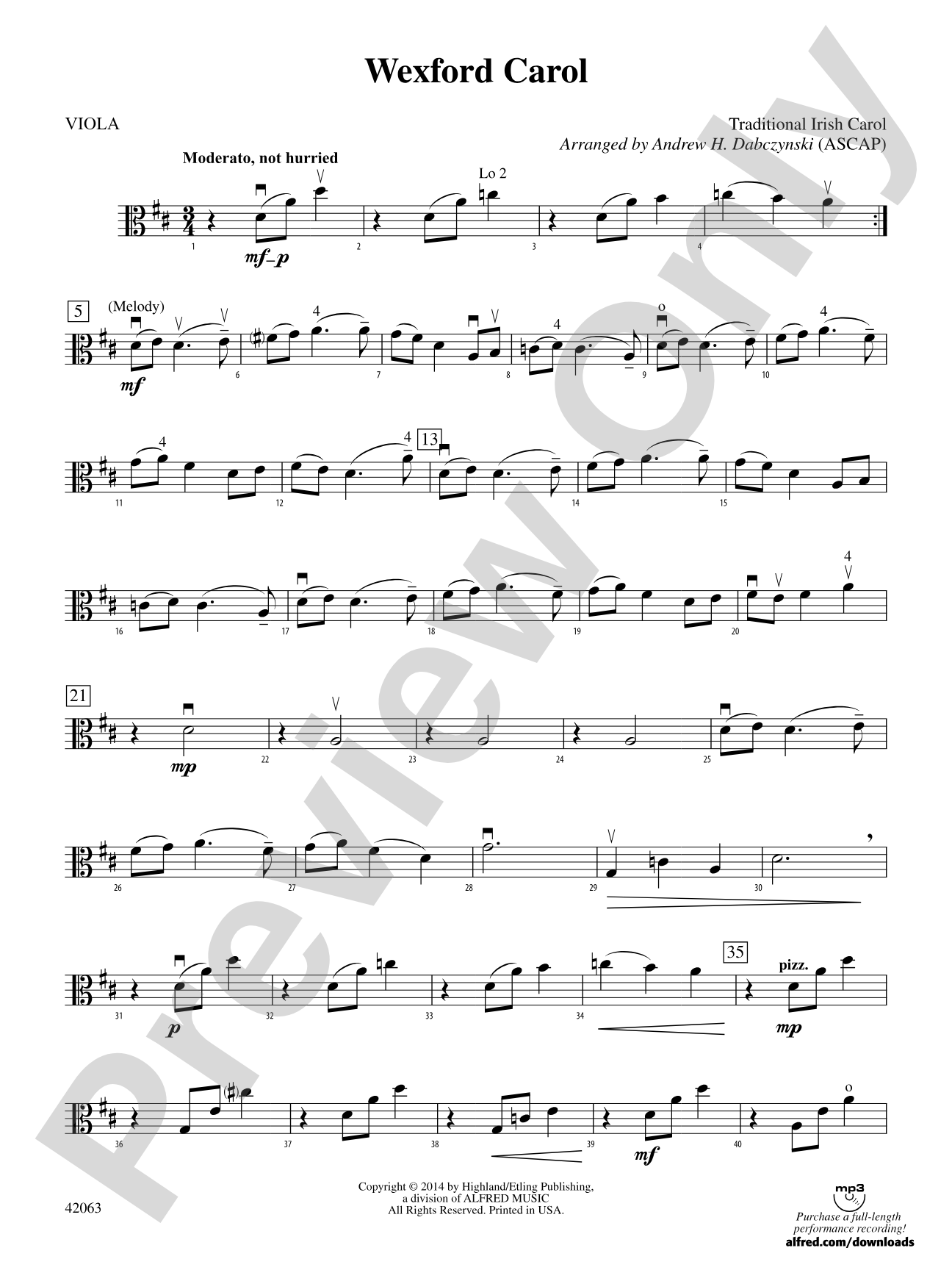Wexford Carol: Viola