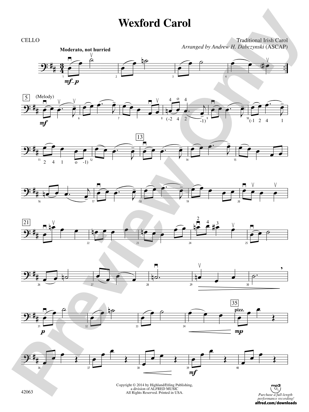 Wexford Carol: Cello