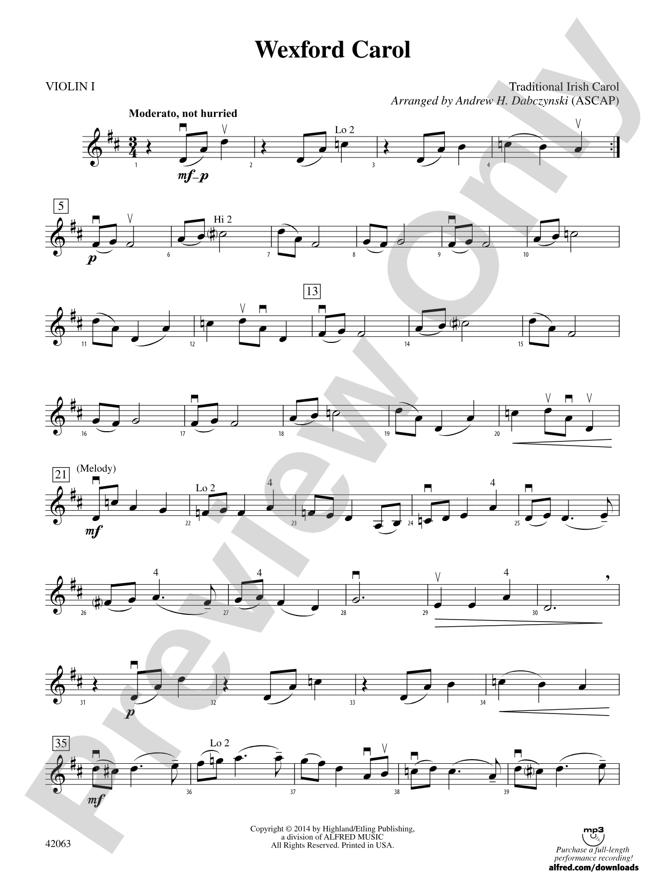 Wexford Carol: 1st Violin