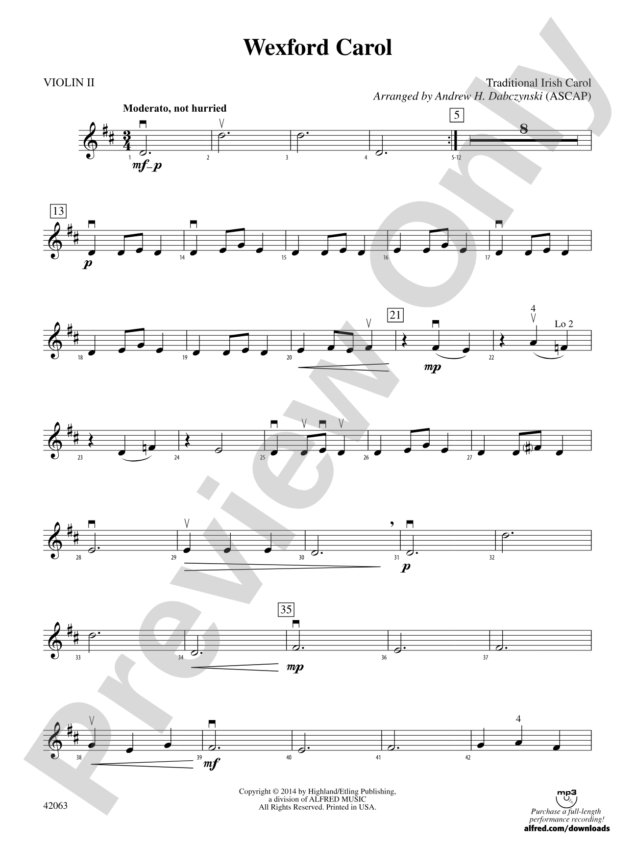 Wexford Carol: 2nd Violin