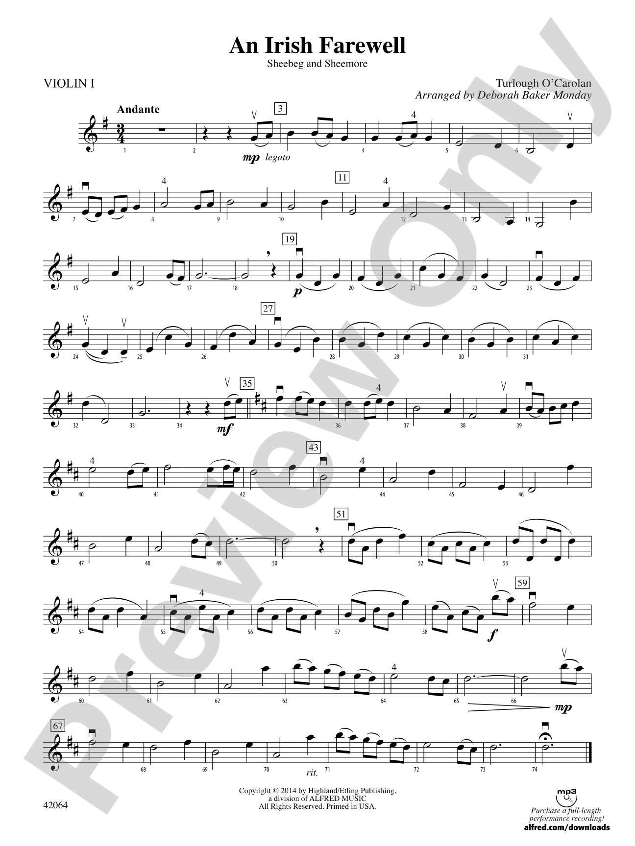 An Irish Farewell: 1st Violin
