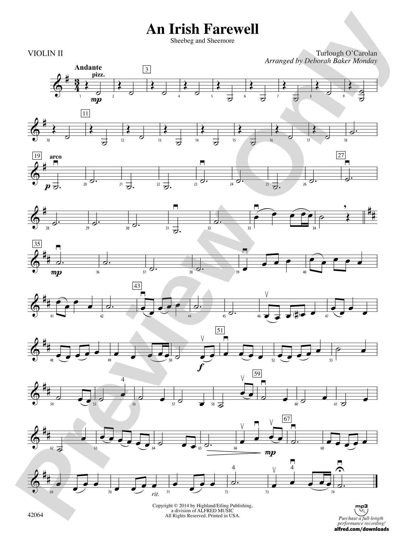 An Irish Farewell: 2nd Violin