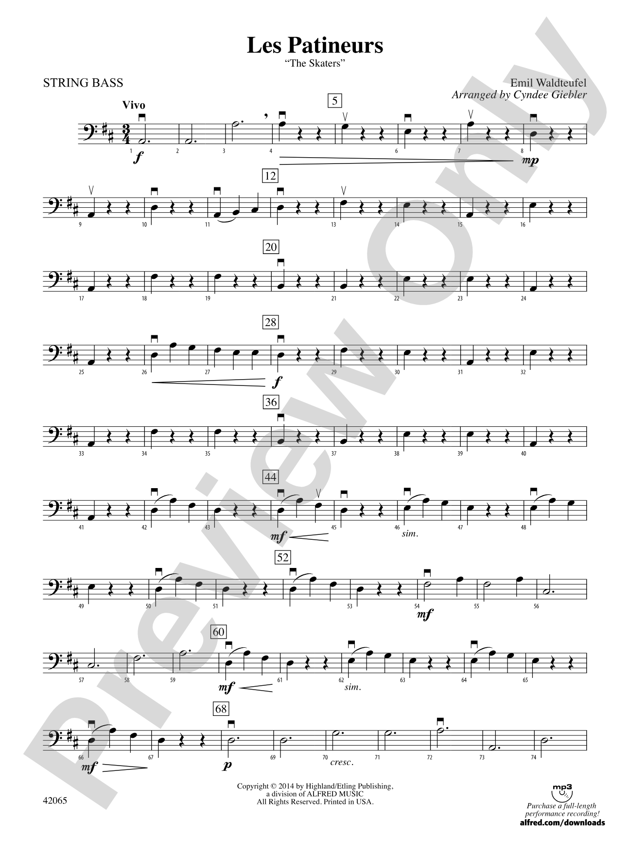 Les Patineurs: String Bass