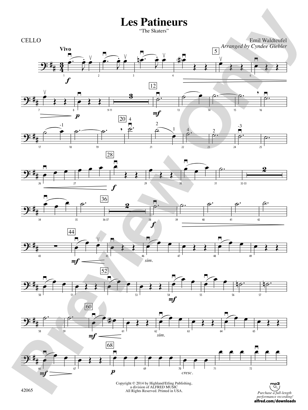 Les Patineurs: Cello