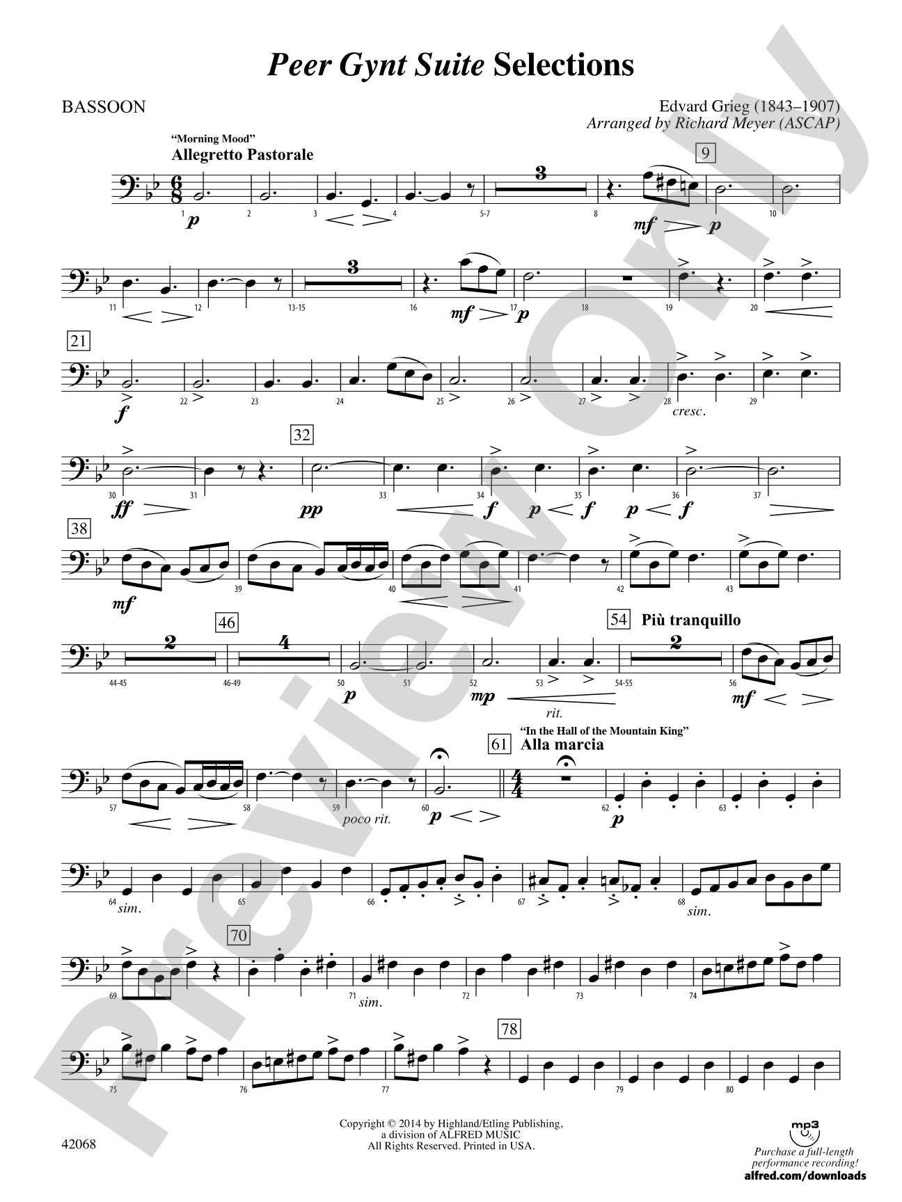 Peer Gynt Suite Selections: Bassoon