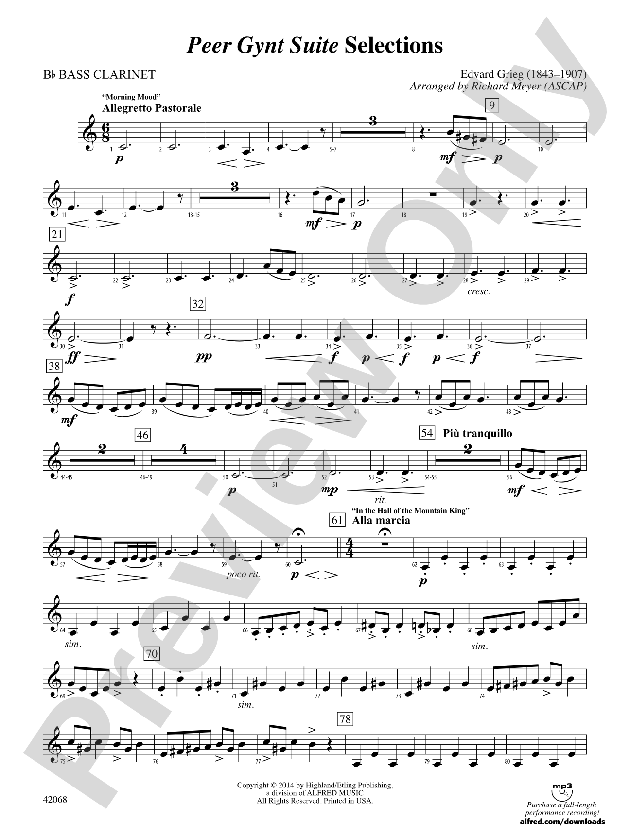 Peer Gynt Suite Selections: B-flat Bass Clarinet