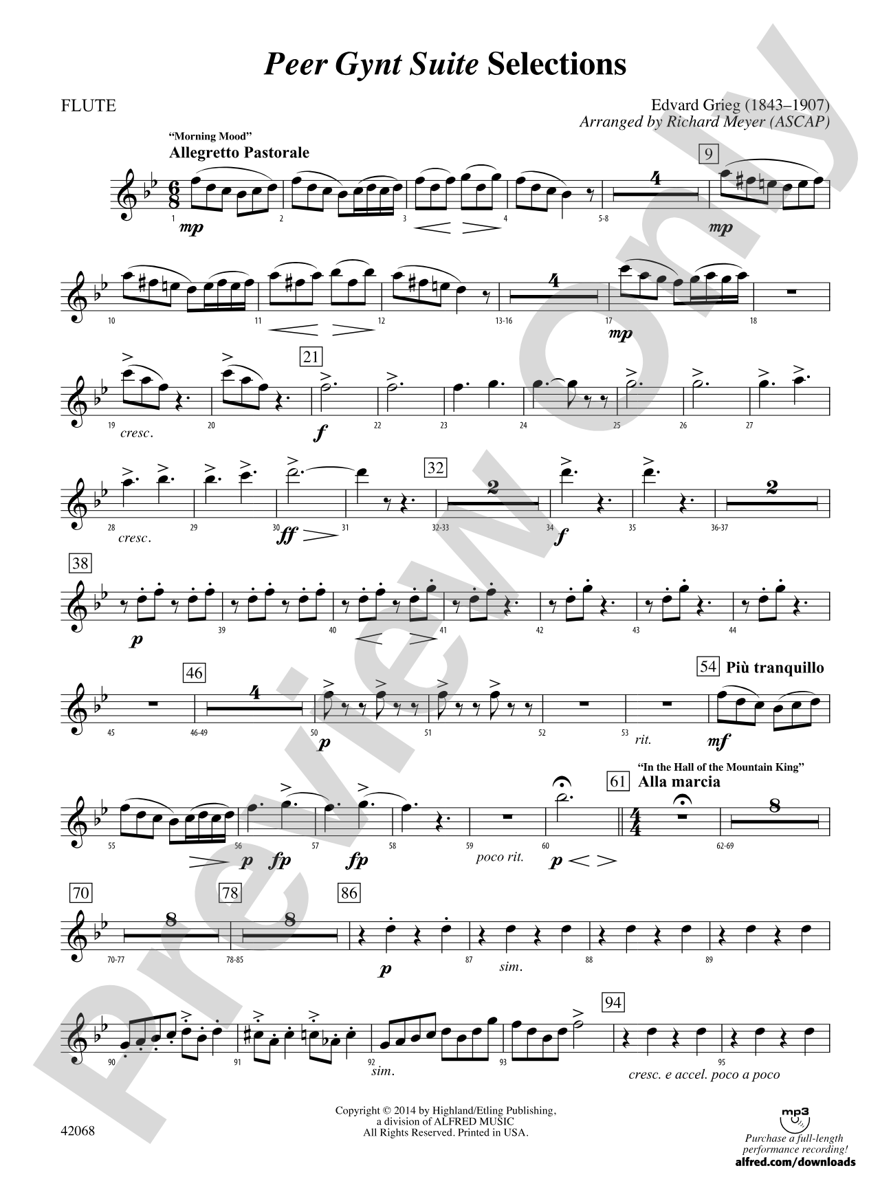 Peer Gynt Suite Selections: Flute