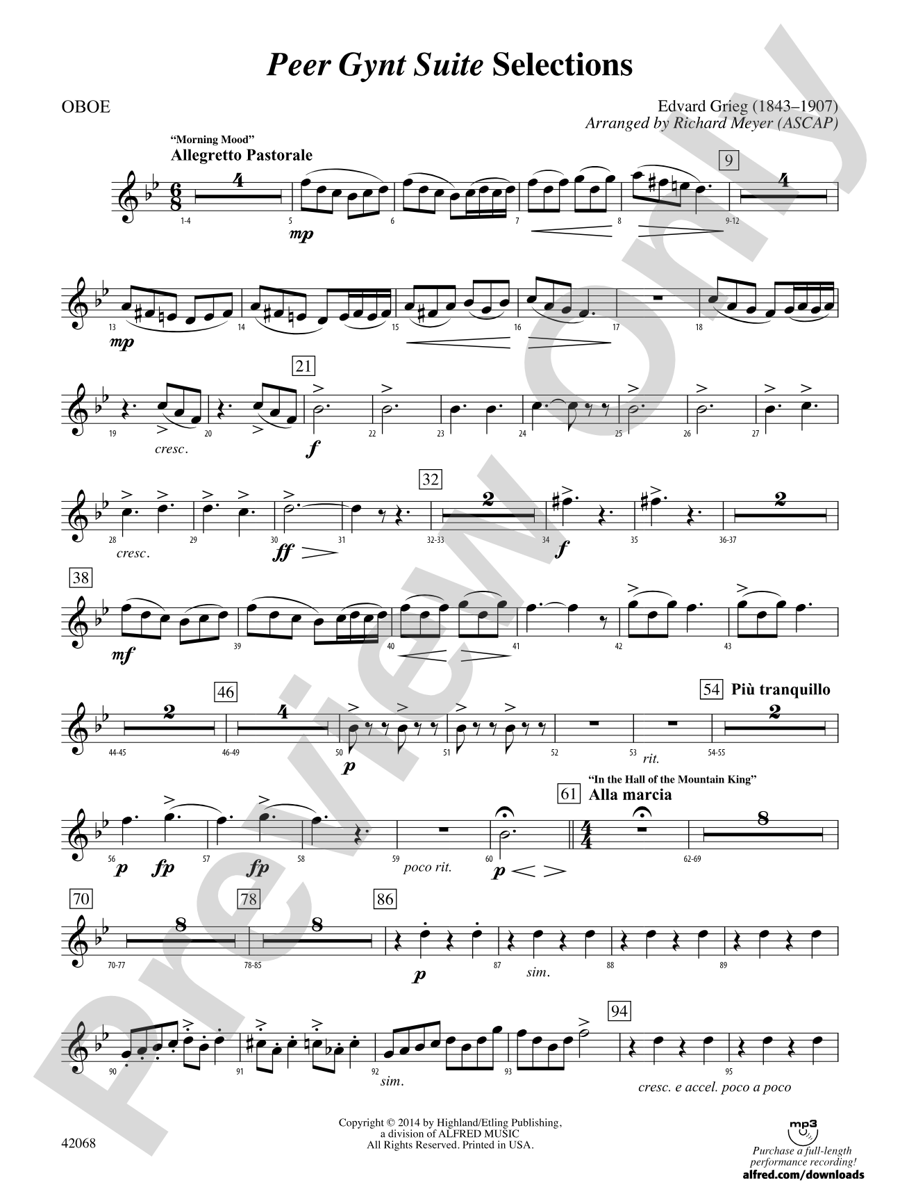 Peer Gynt Suite Selections: Oboe