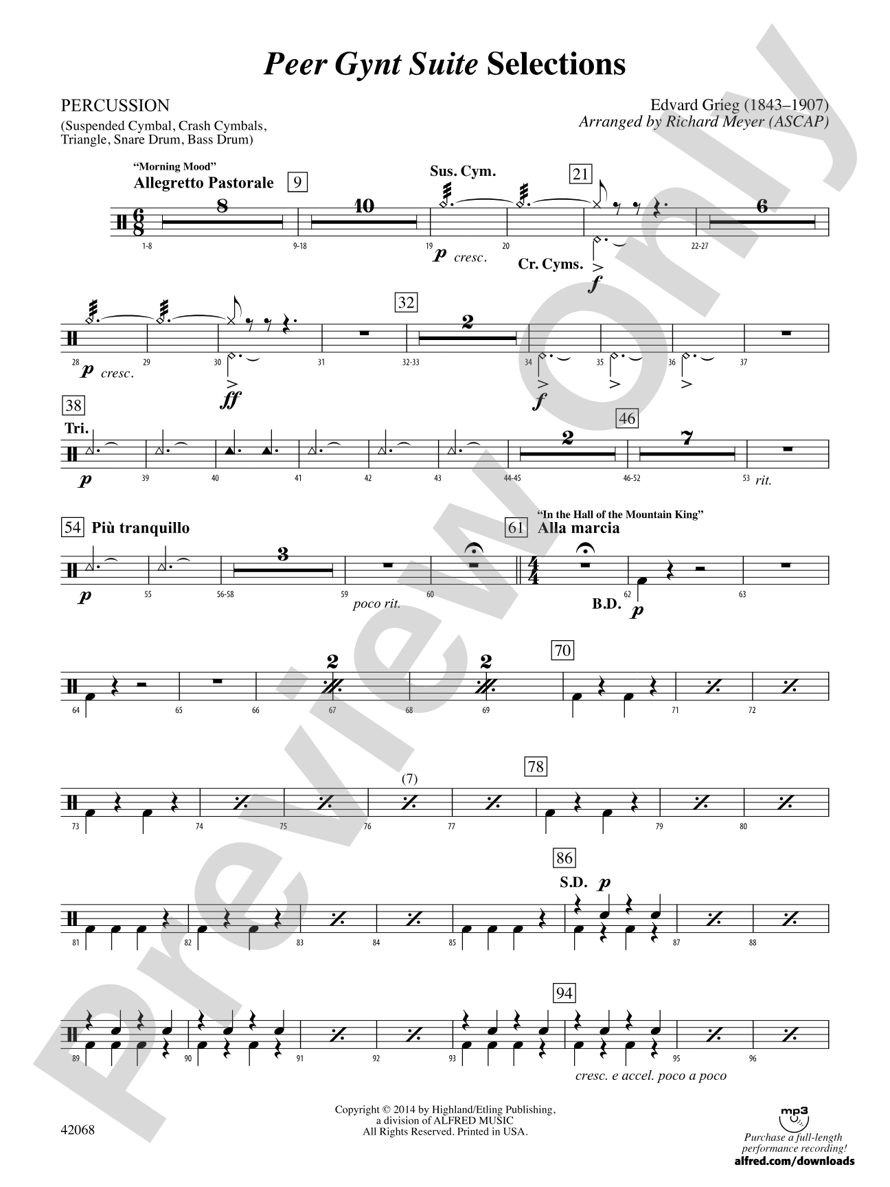 Peer Gynt Suite Selections: 1st Percussion