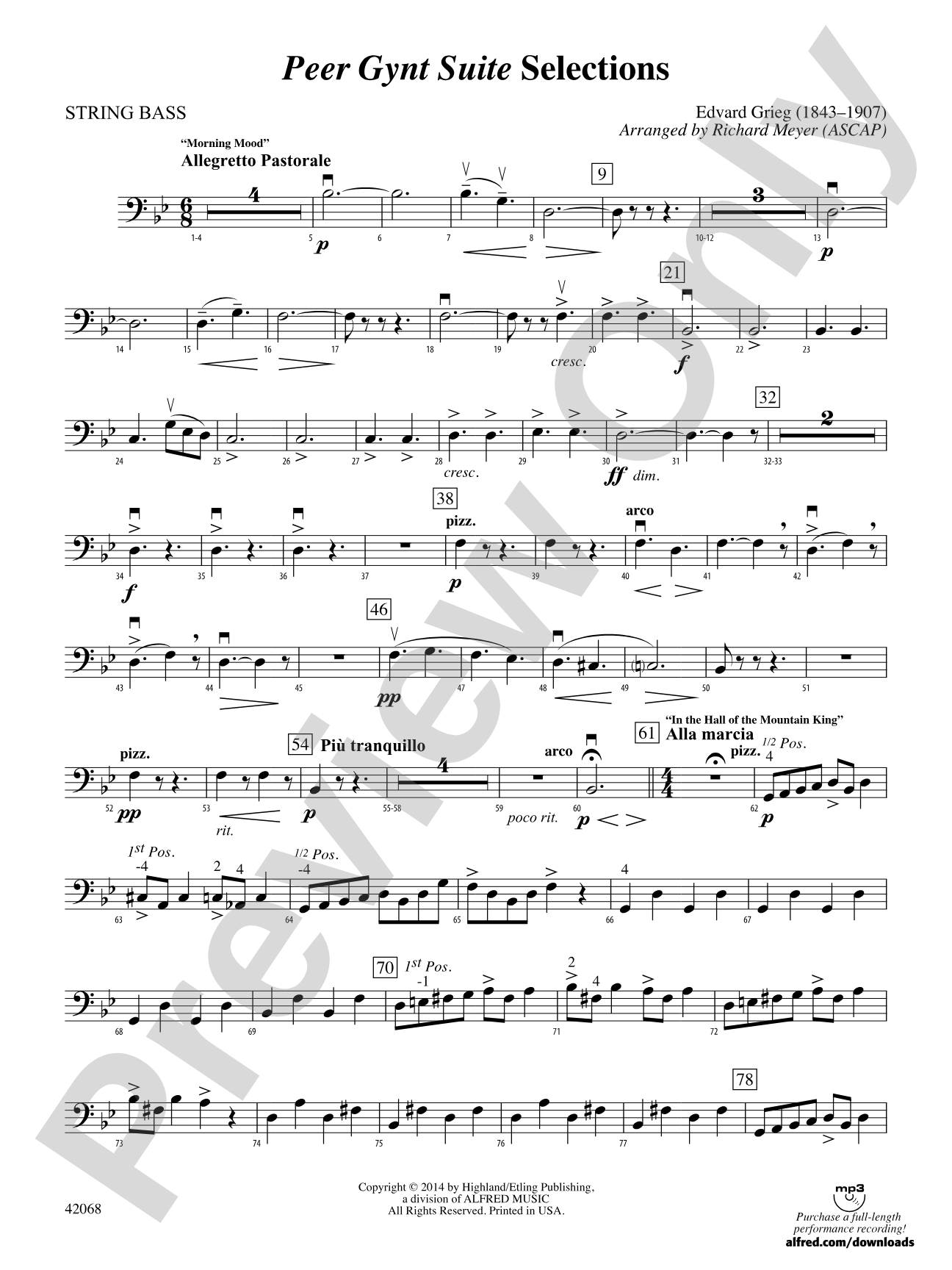 Peer Gynt Suite Selections: String Bass