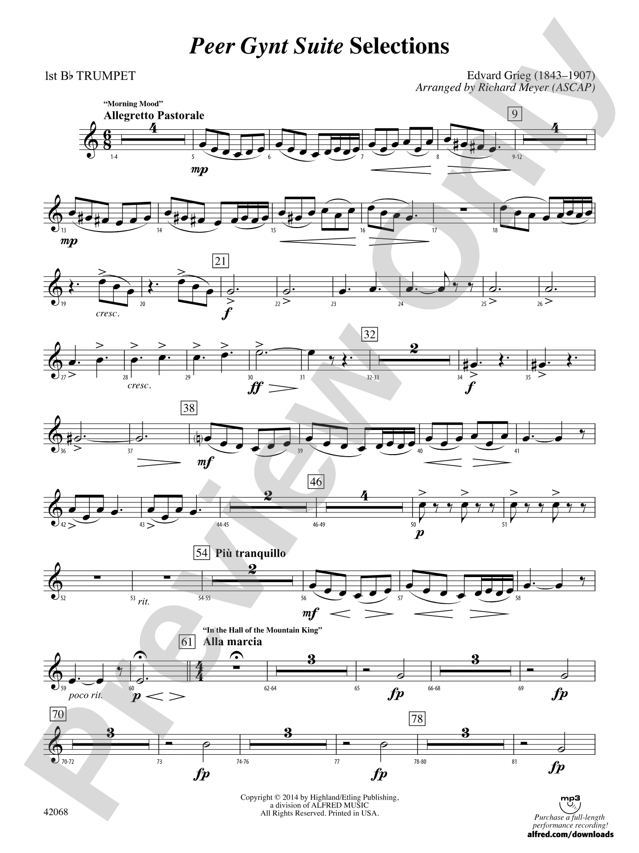 Peer Gynt Suite Selections: 1st B-flat Trumpet