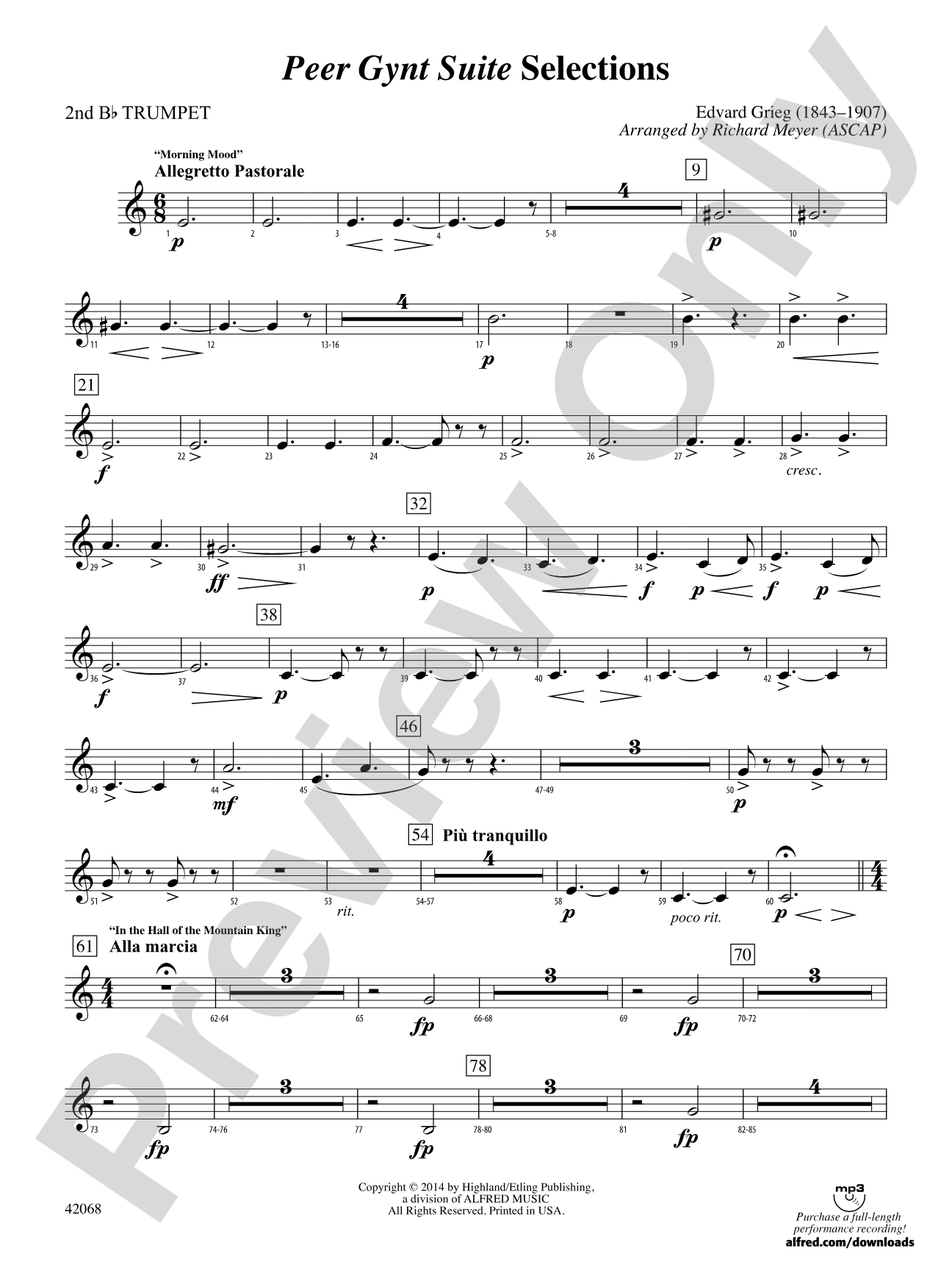 Peer Gynt Suite Selections: 2nd B-flat Trumpet