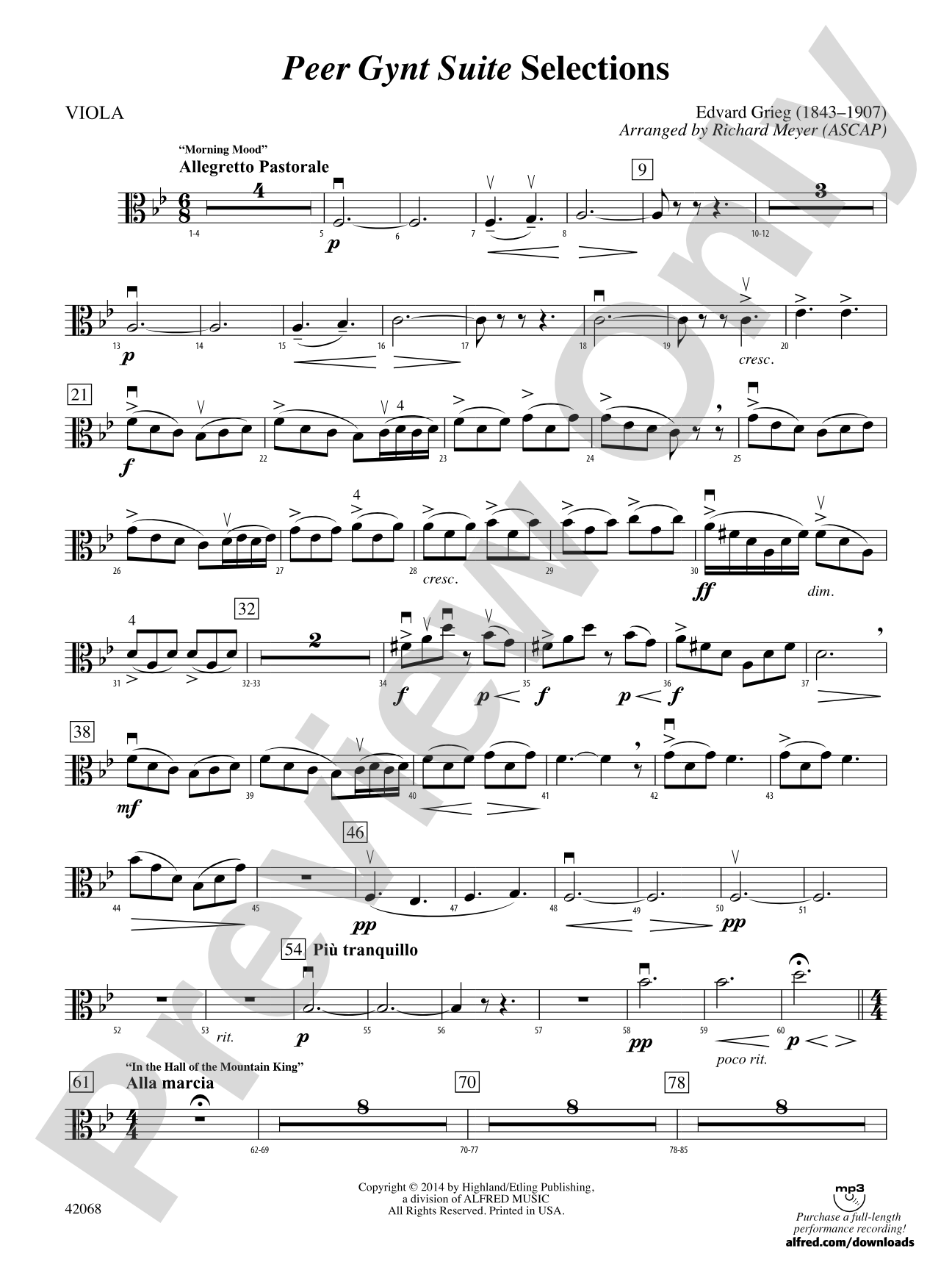 Peer Gynt Suite Selections: Viola