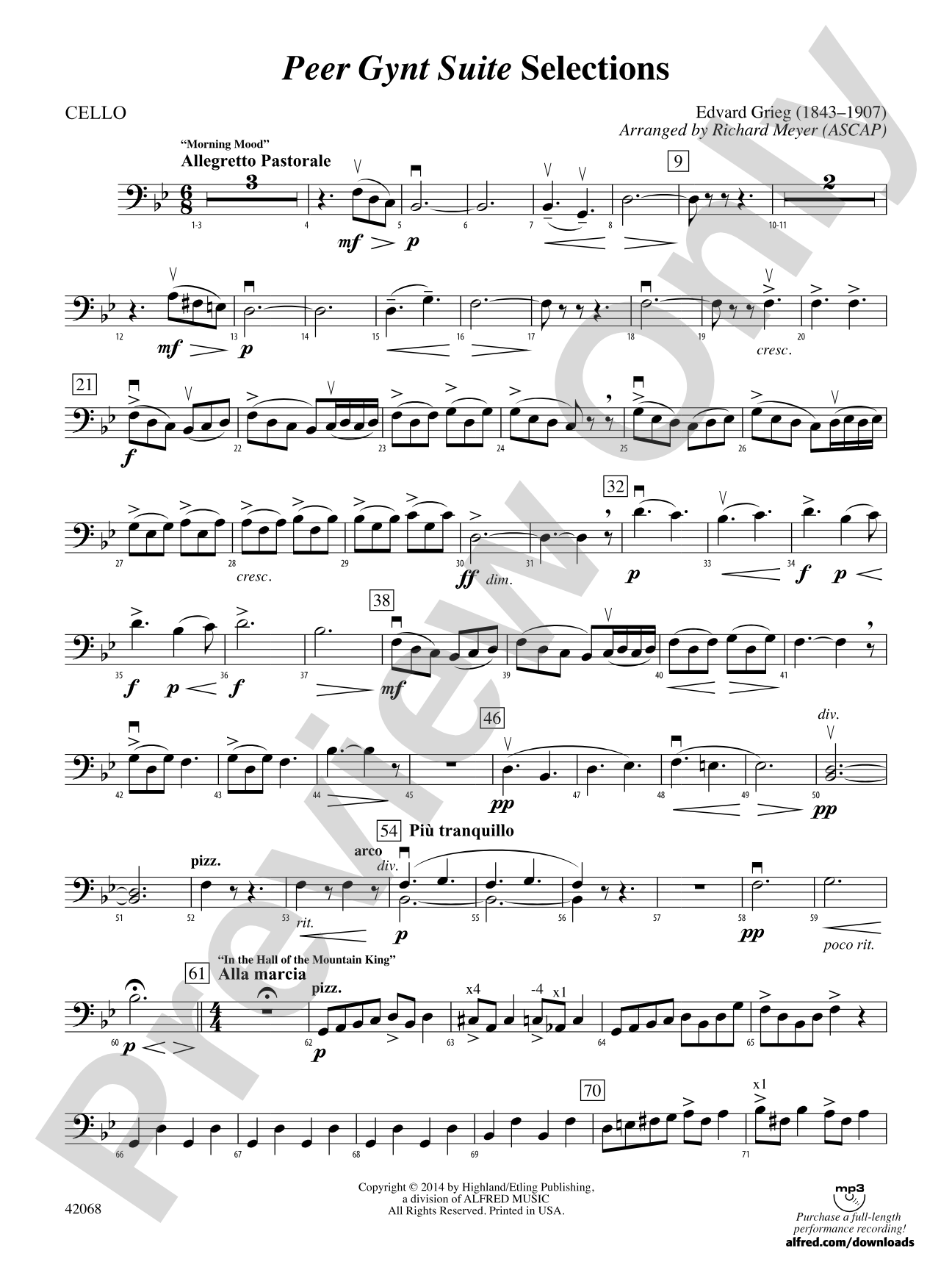 Peer Gynt Suite Selections: Cello