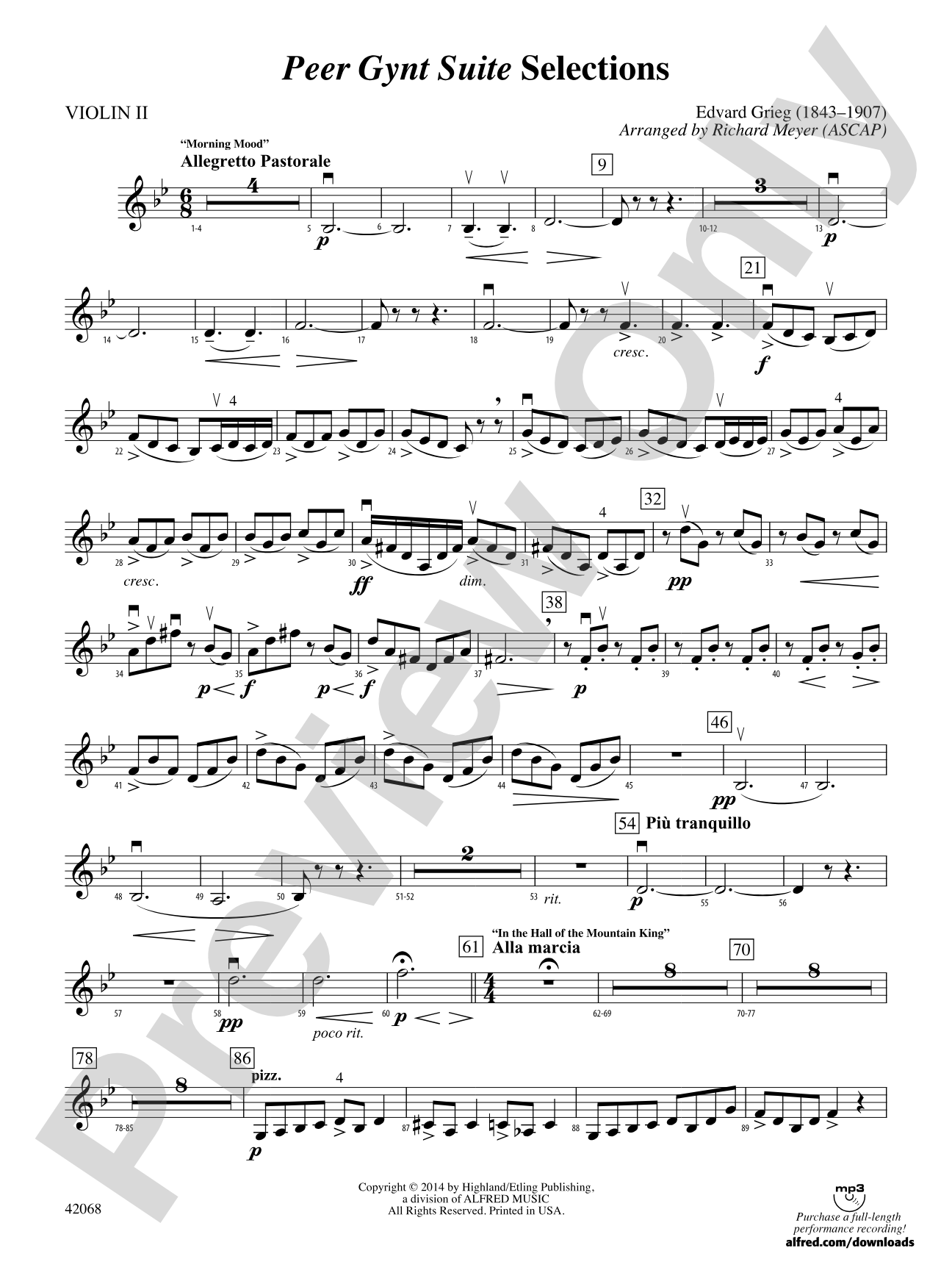 Peer Gynt Suite Selections: 2nd Violin