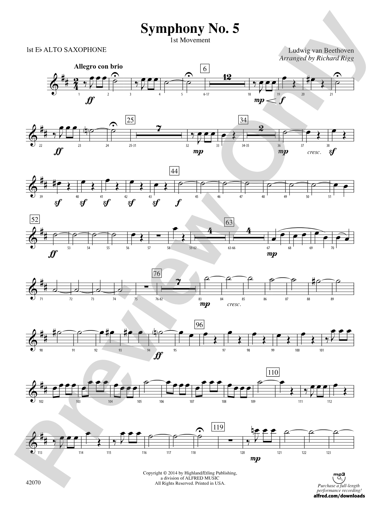 Symphony No. 5: E-flat Alto Saxophone