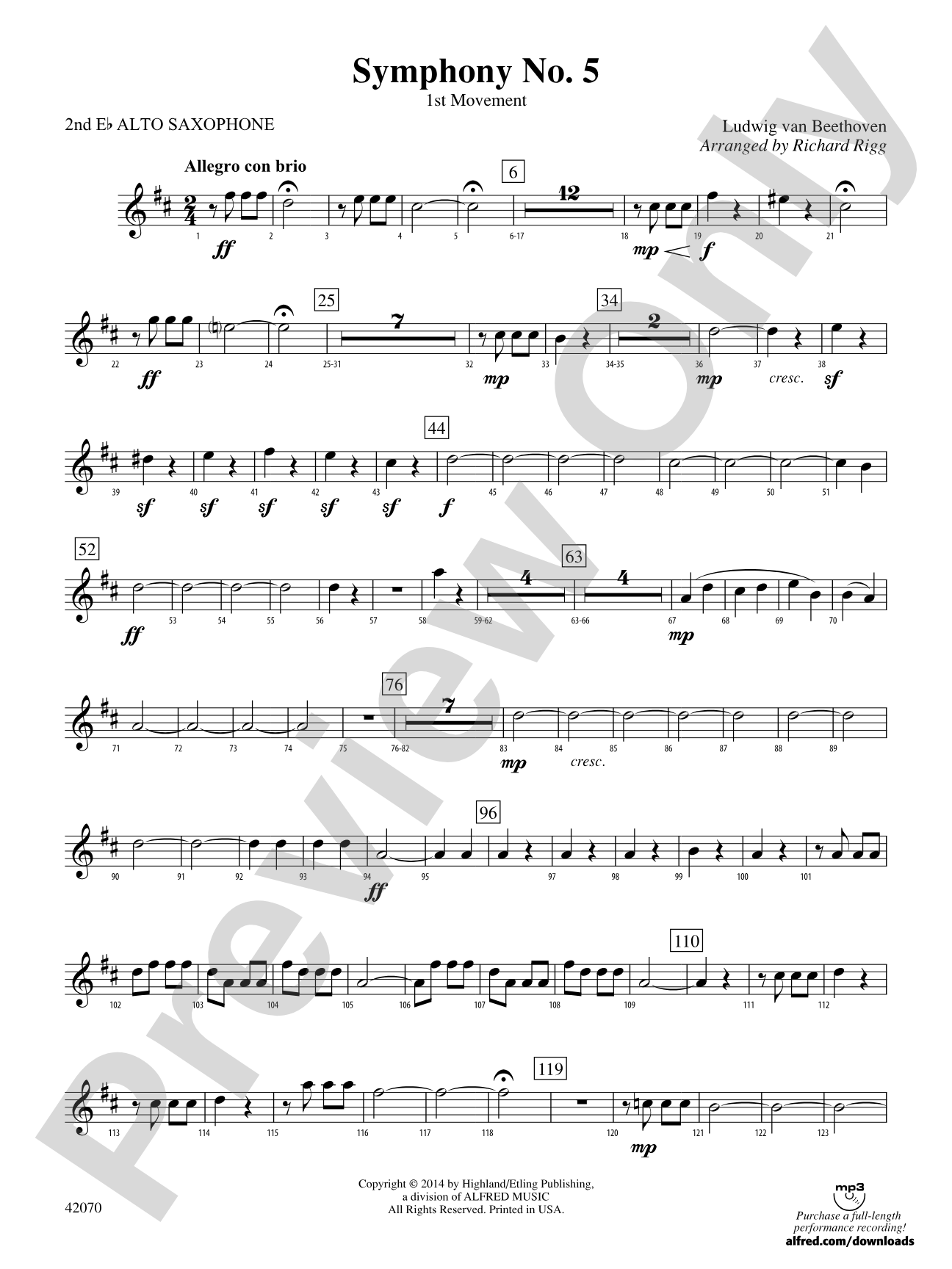 Symphony No. 5: 2nd E-flat Alto Saxophone