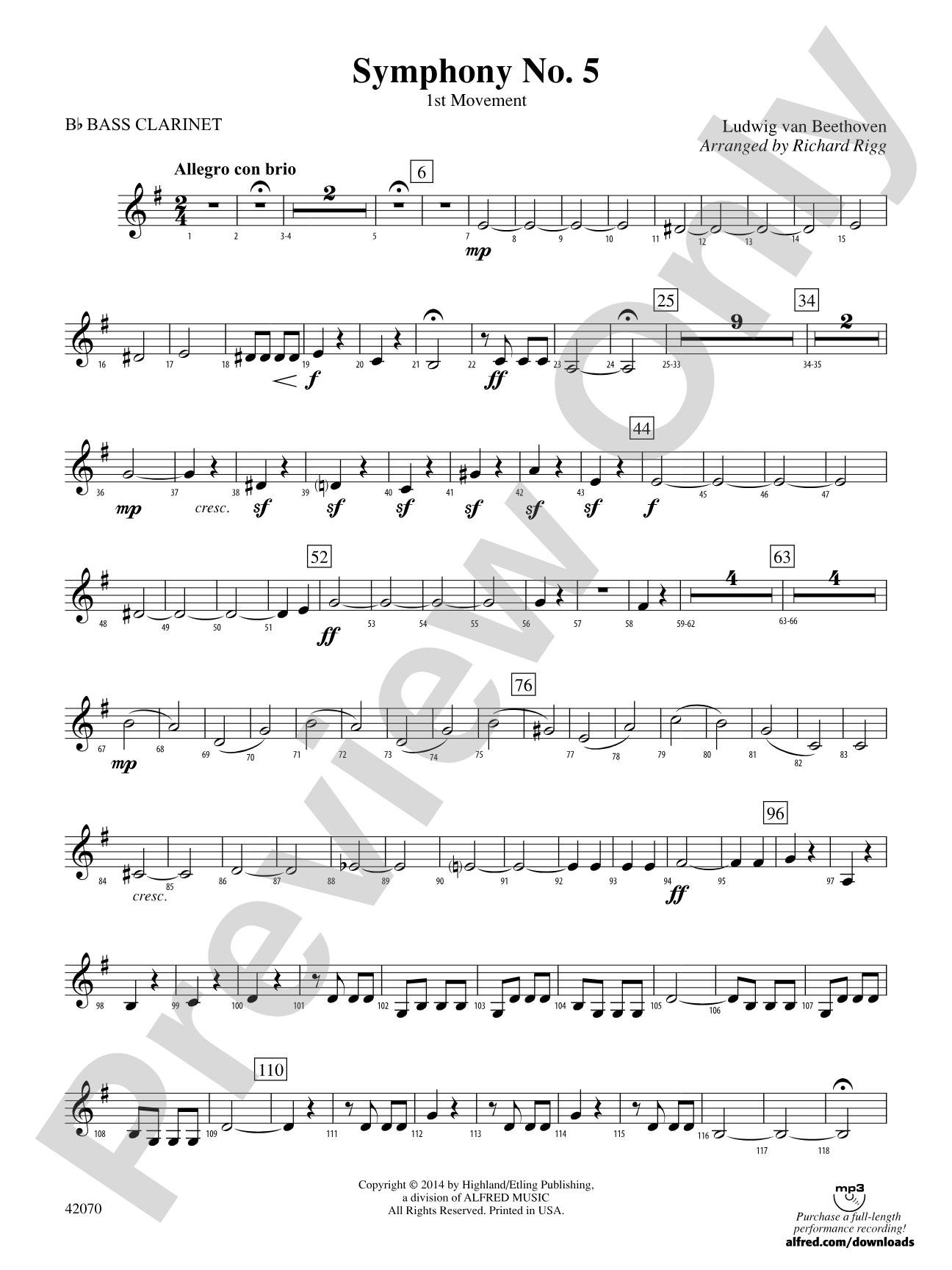 Symphony No. 5: B-flat Bass Clarinet