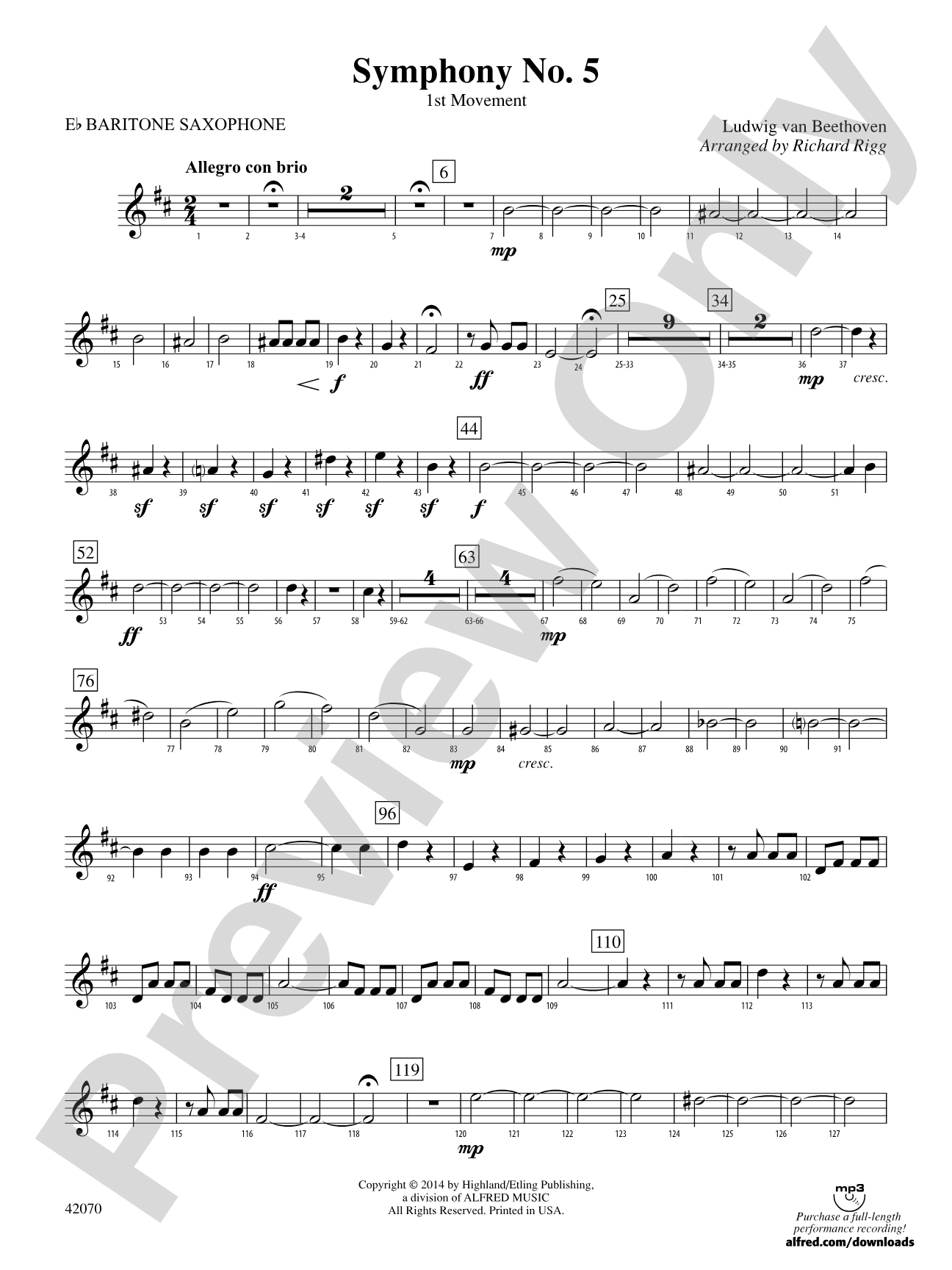 Symphony No. 5: E-flat Baritone Saxophone