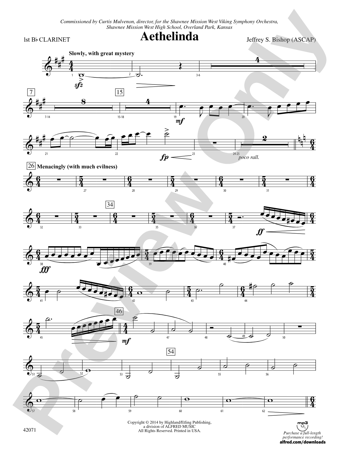 Aethelinda: 1st B-flat Clarinet