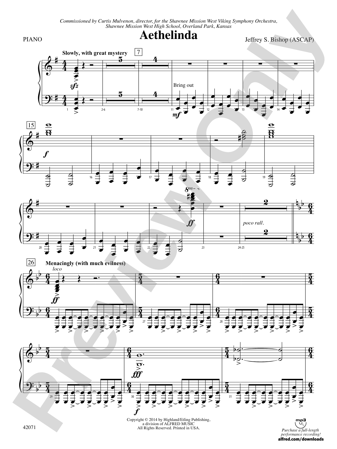 Aethelinda: Piano Accompaniment