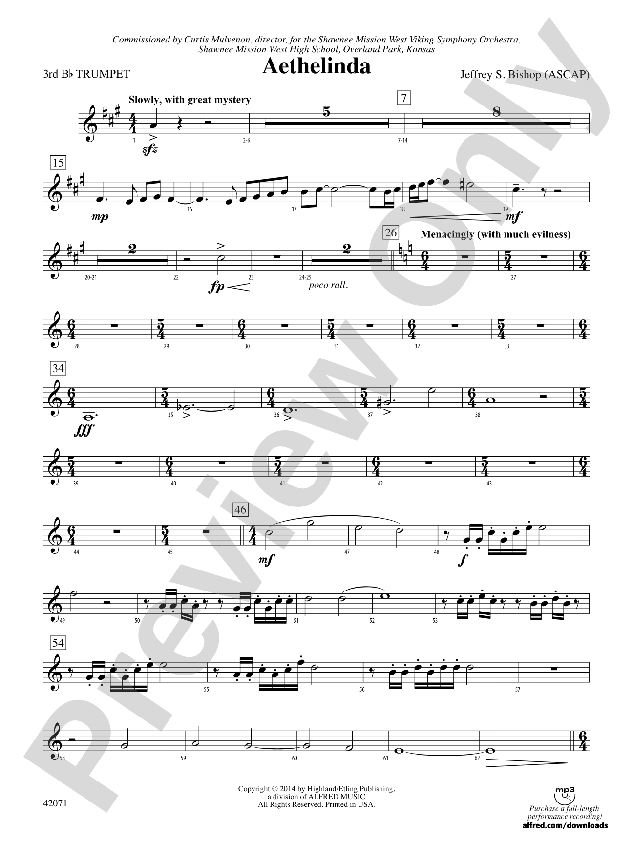 Aethelinda: 3rd B-flat Trumpet