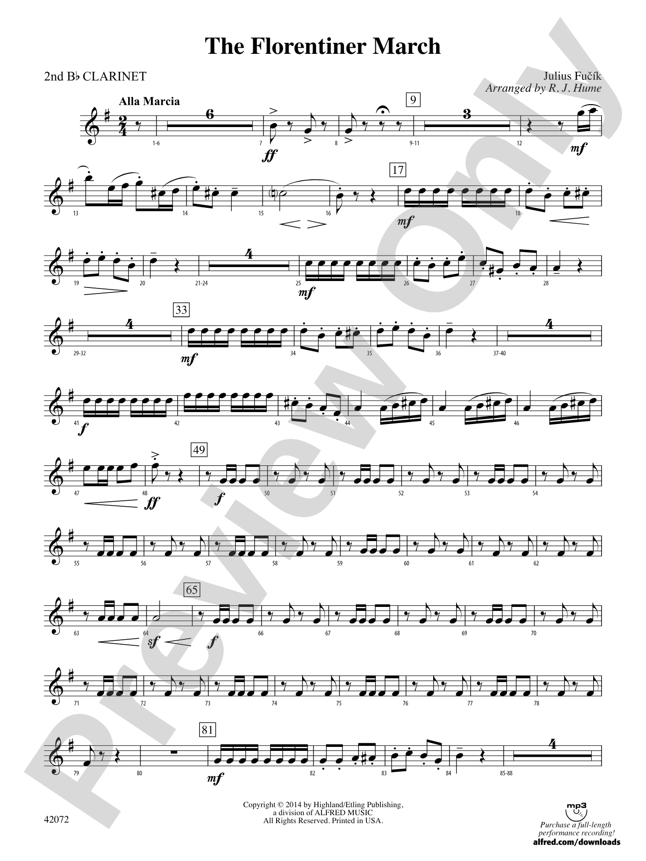 The Florentiner March: 2nd B-flat Clarinet