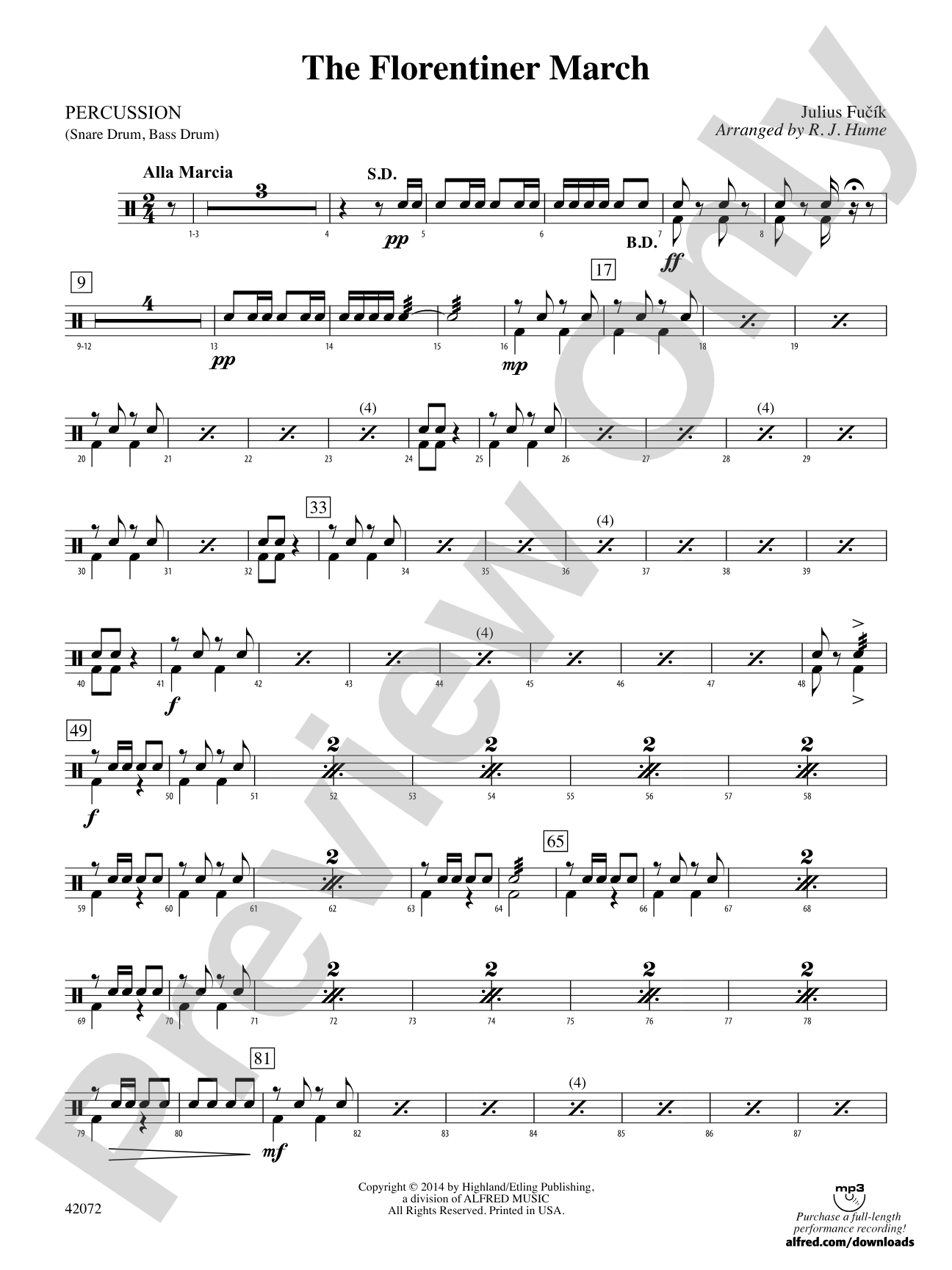 The Florentiner March: 1st Percussion