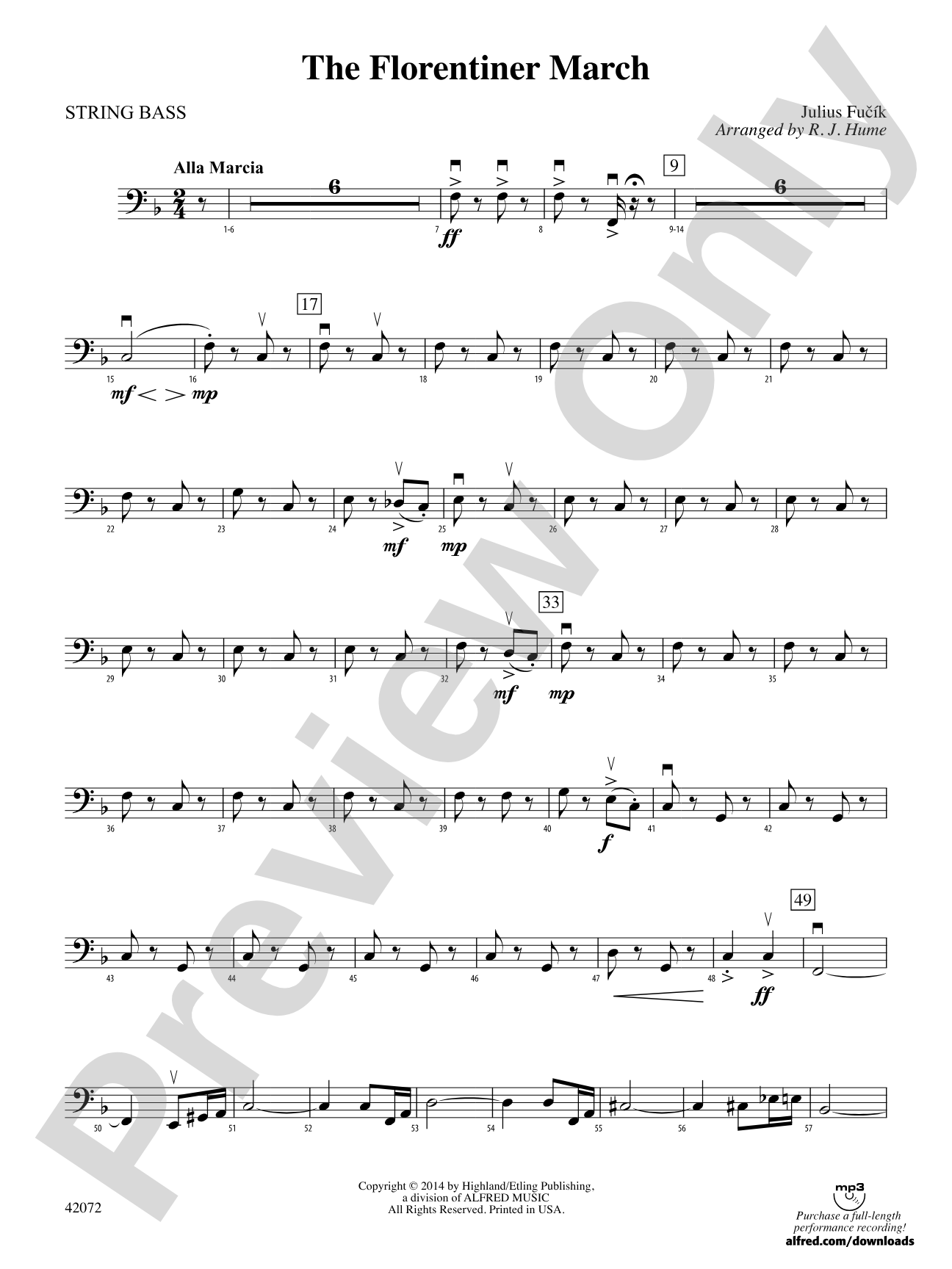 The Florentiner March: String Bass