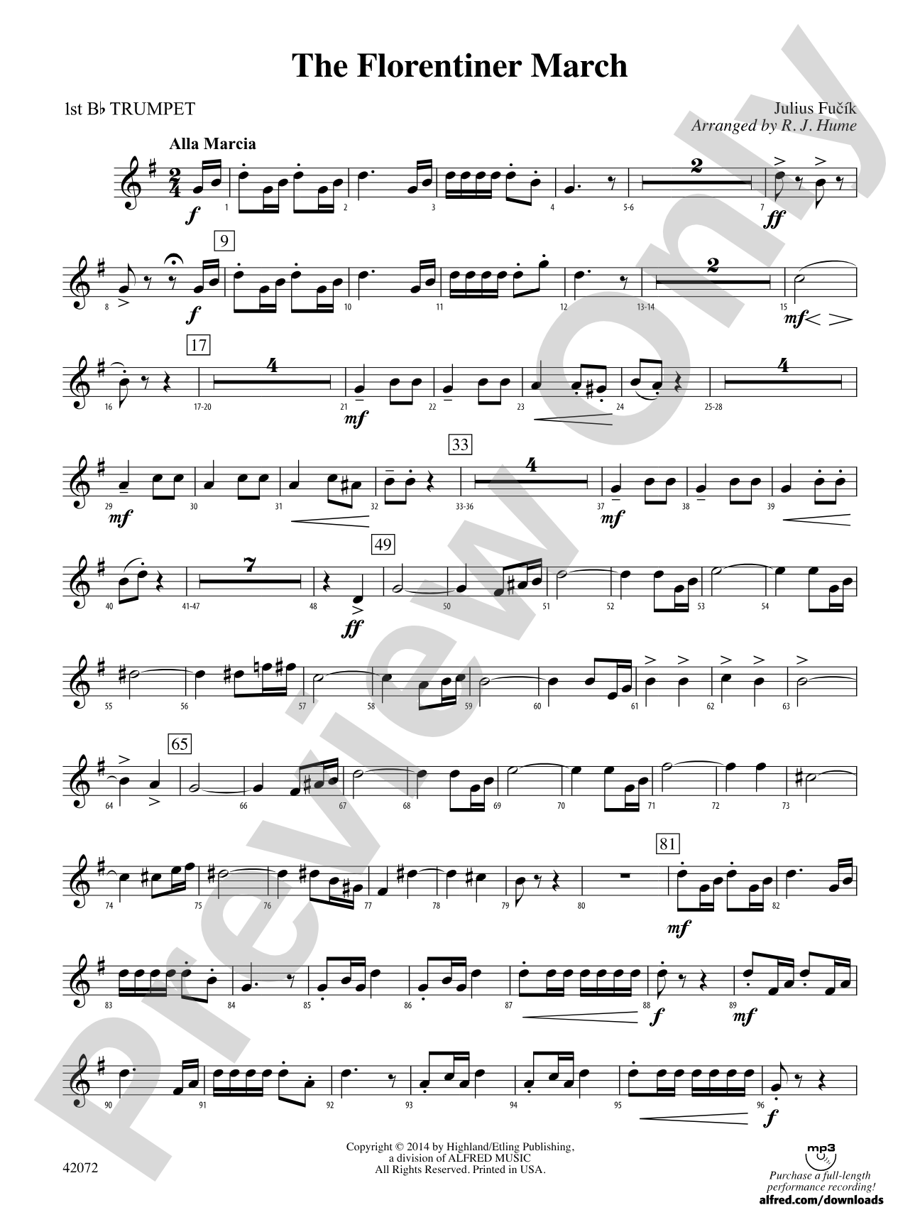 The Florentiner March: 1st B-flat Trumpet