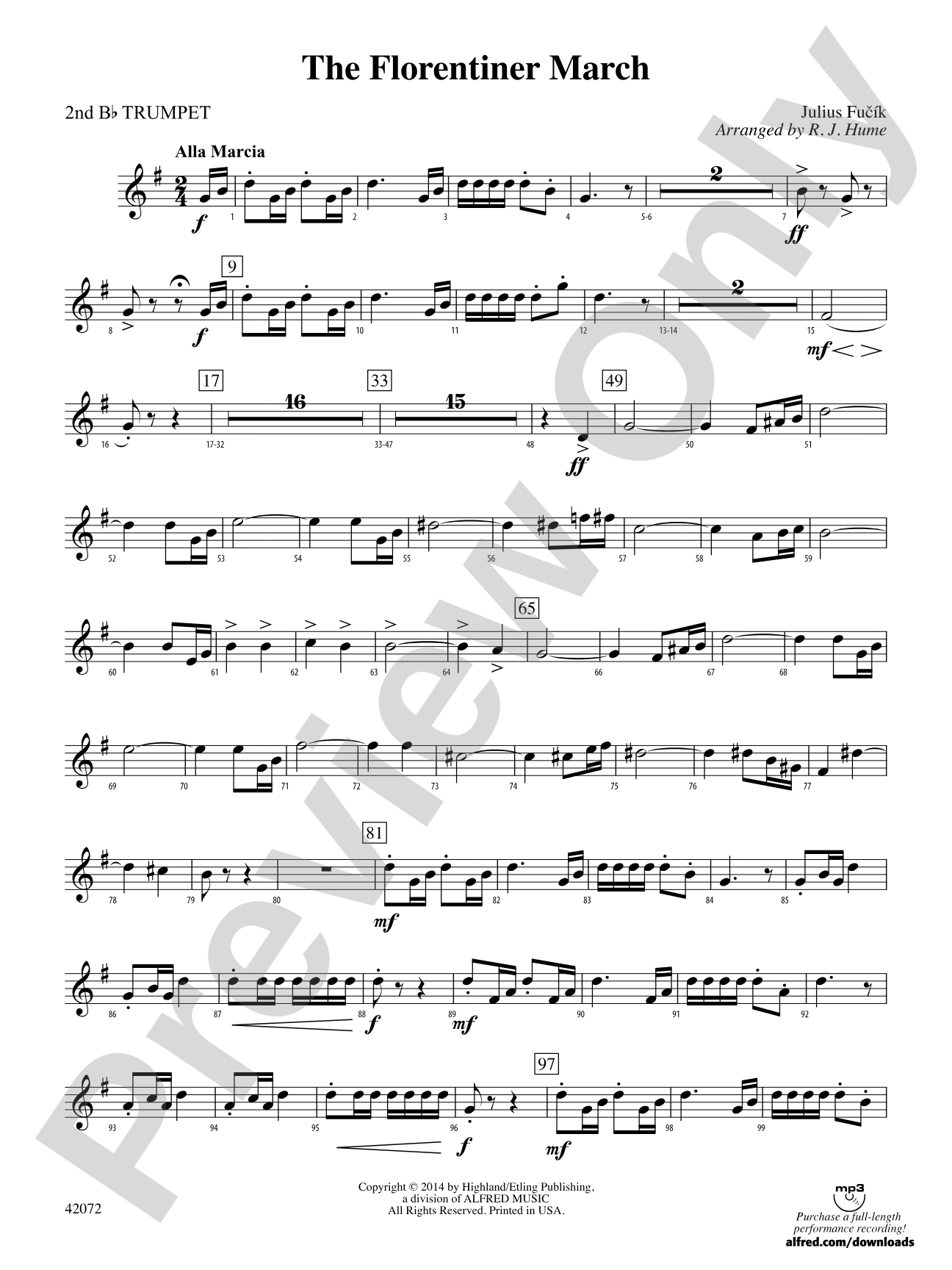 The Florentiner March: 2nd B-flat Trumpet
