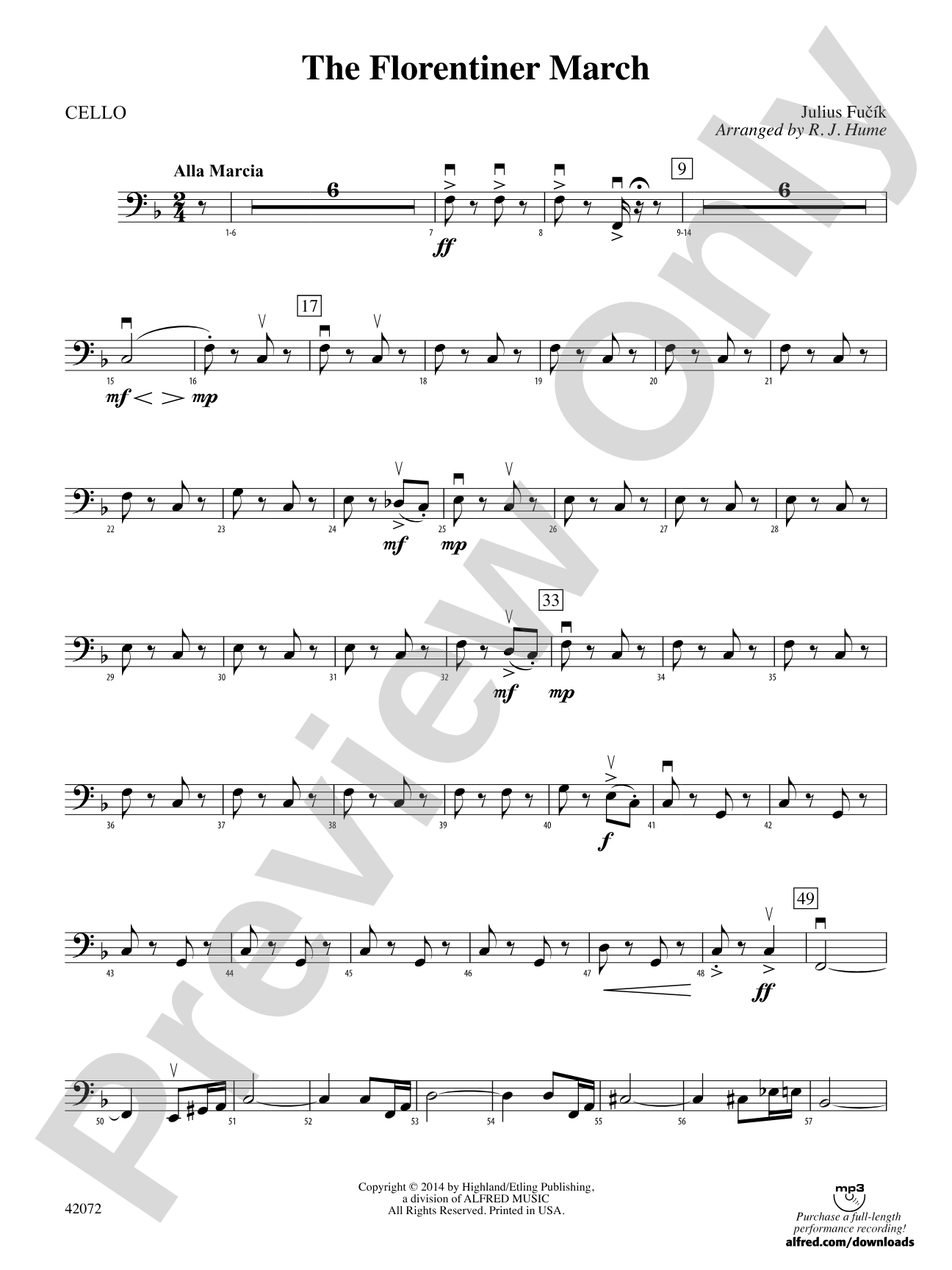 The Florentiner March: Cello
