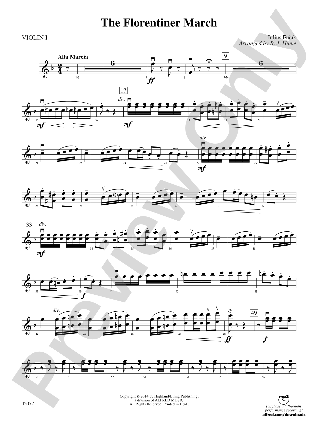 The Florentiner March: 1st Violin