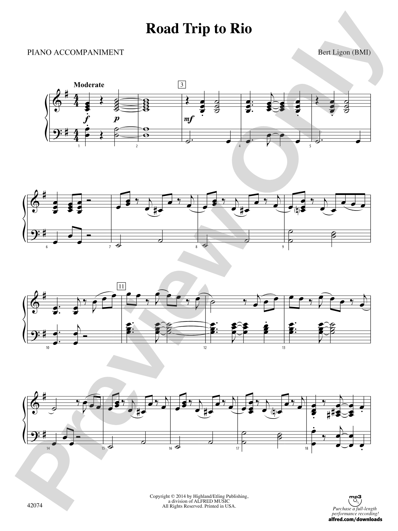 Road Trip to Rio: Piano Accompaniment