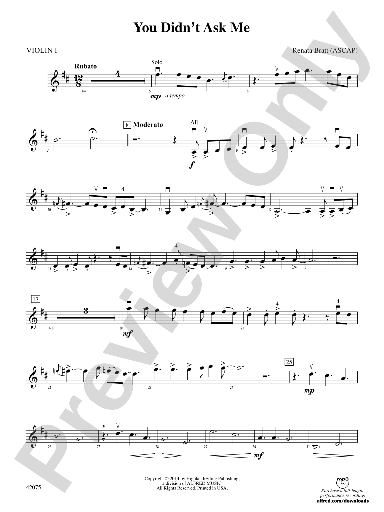 You Didn't Ask Me: 1st Violin
