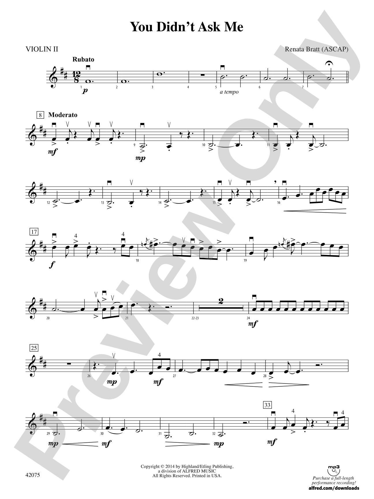 You Didn't Ask Me: 2nd Violin