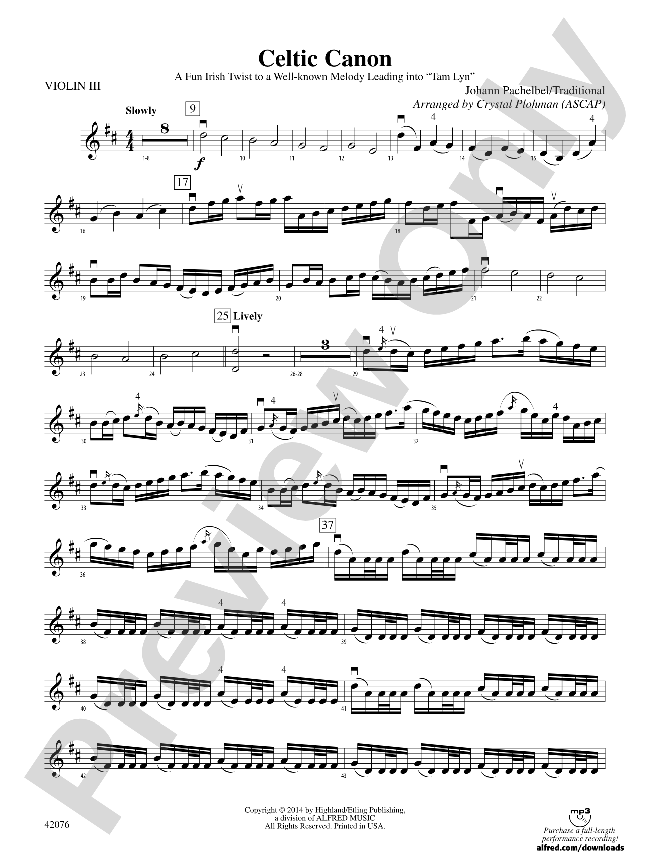 Celtic Canon: 3rd Violin (Viola [TC])