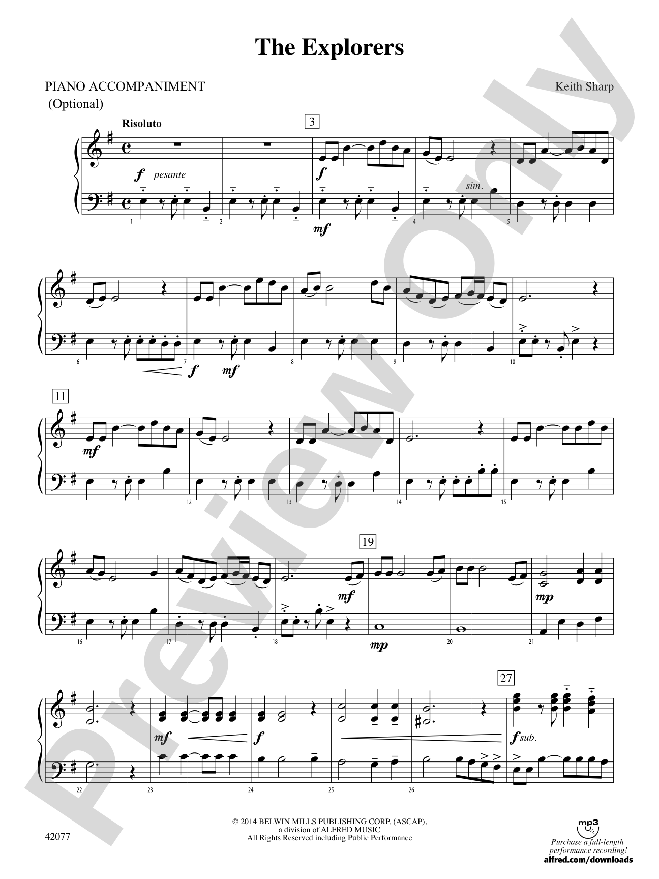 The Explorers: Piano Accompaniment