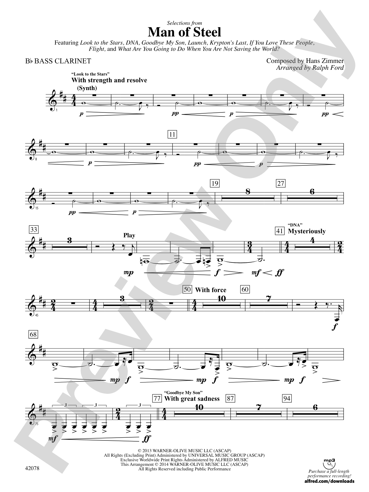Man of Steel, Selections from: B-flat Bass Clarinet