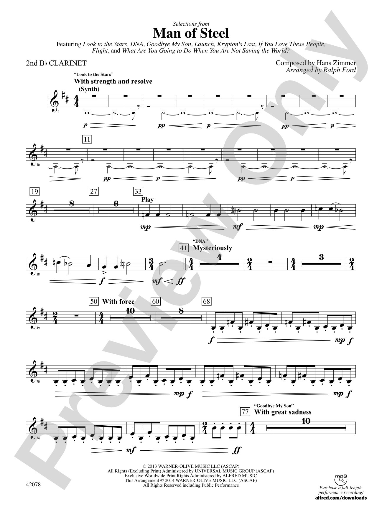 Man of Steel, Selections from: 2nd B-flat Clarinet