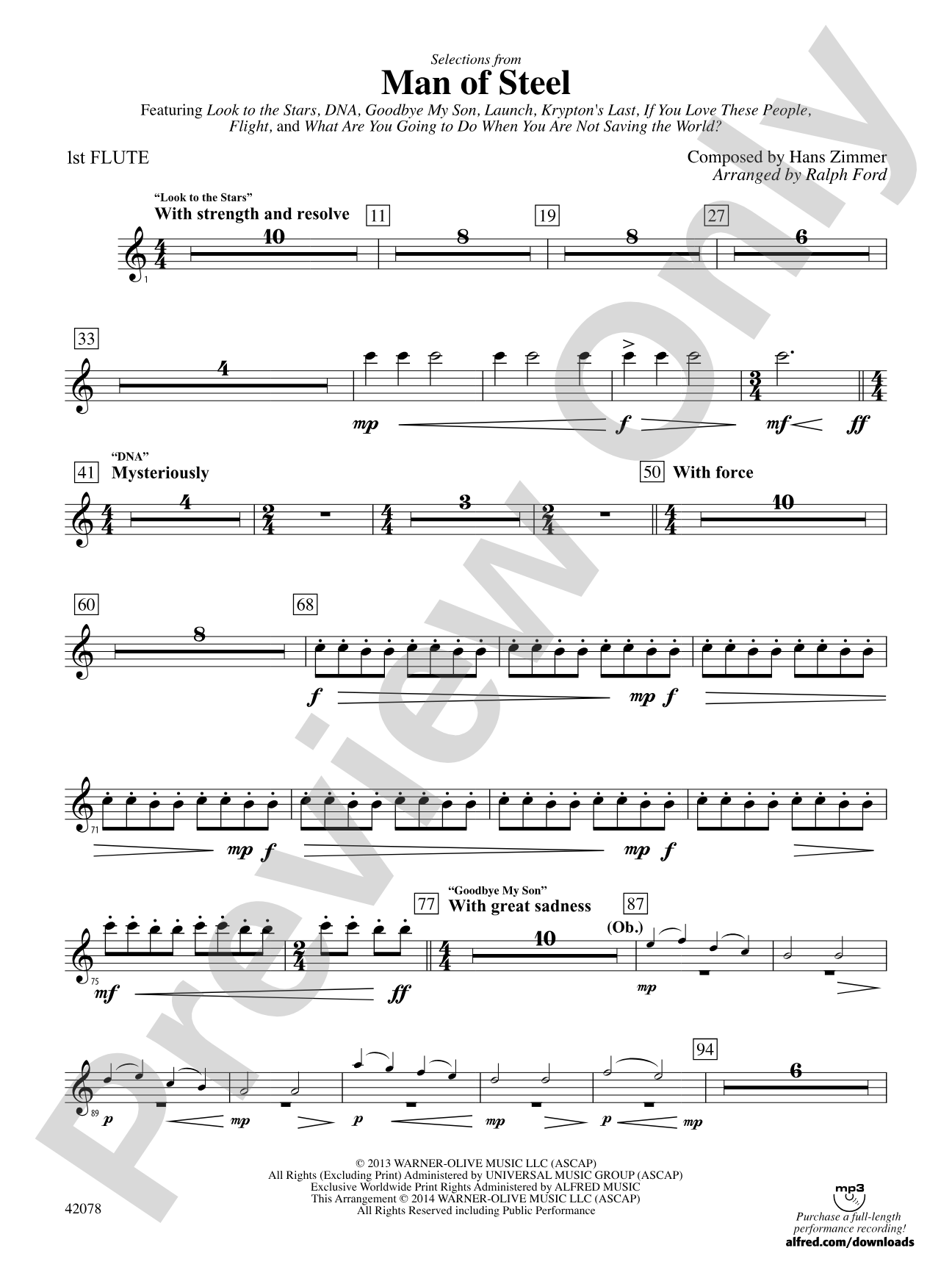 Man of Steel, Selections from: Flute