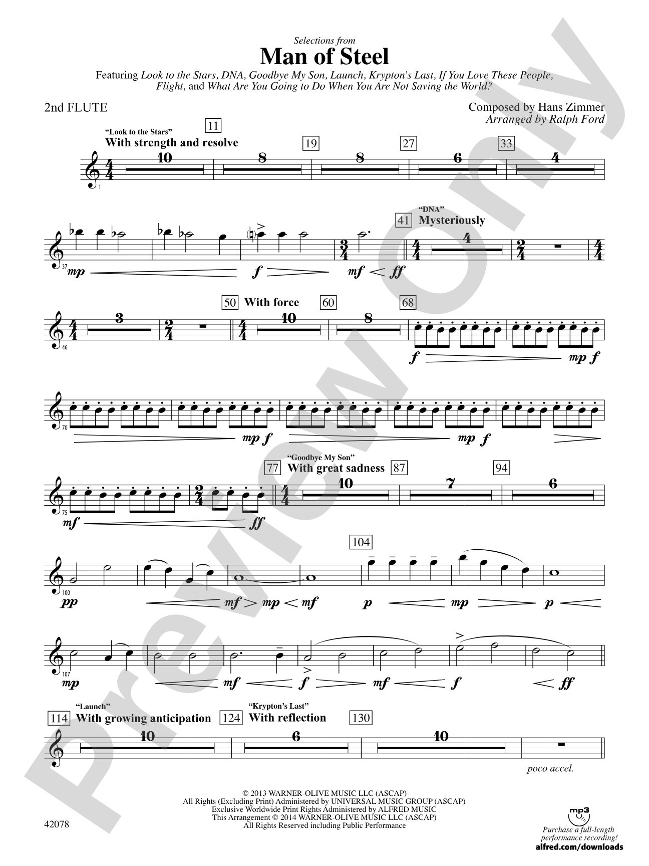 Man of Steel, Selections from: 2nd Flute