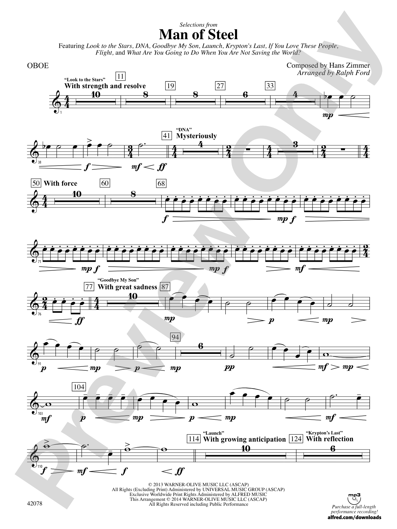 Man of Steel, Selections from: Oboe