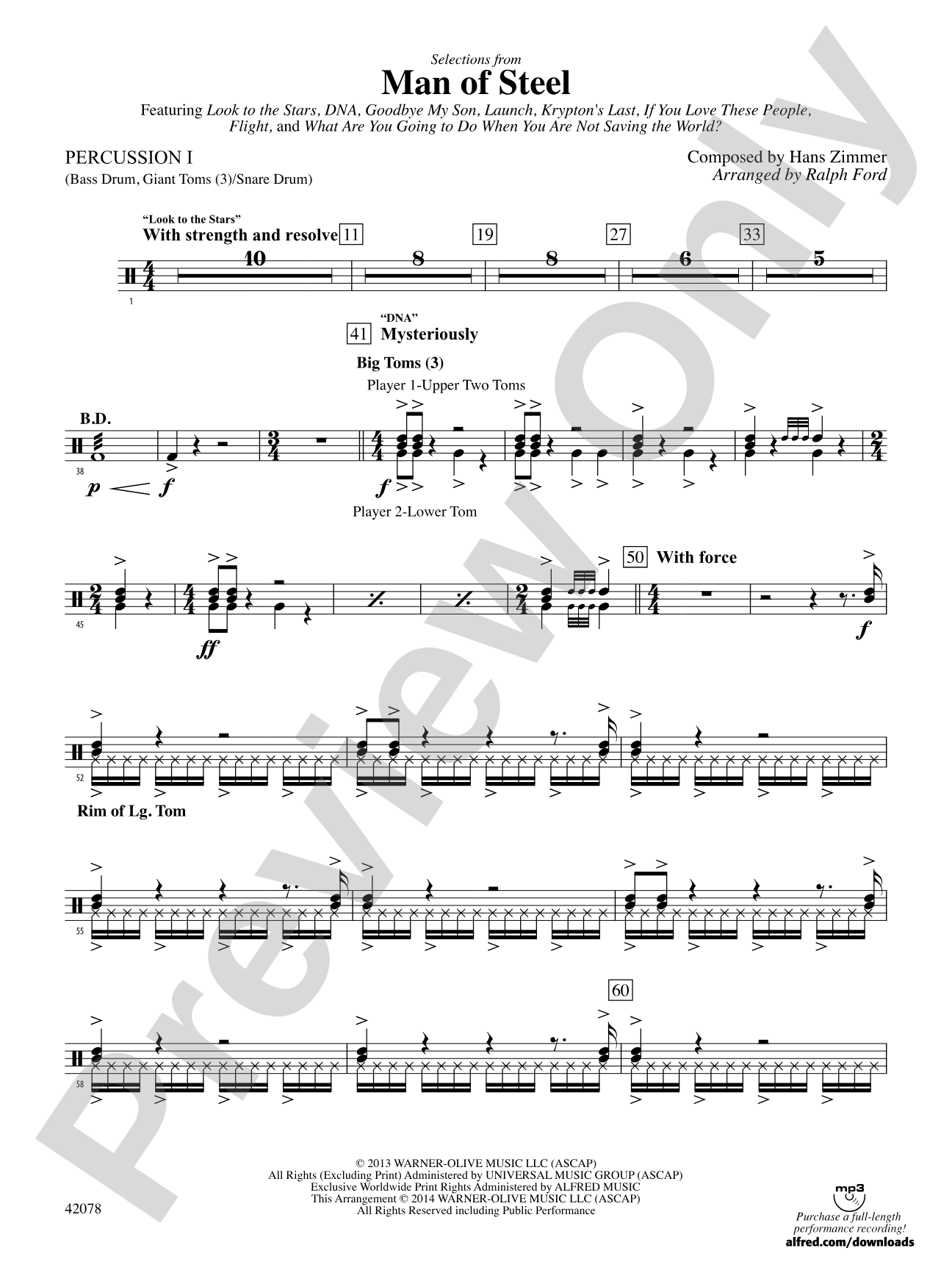 Man of Steel, Selections from: 1st Percussion