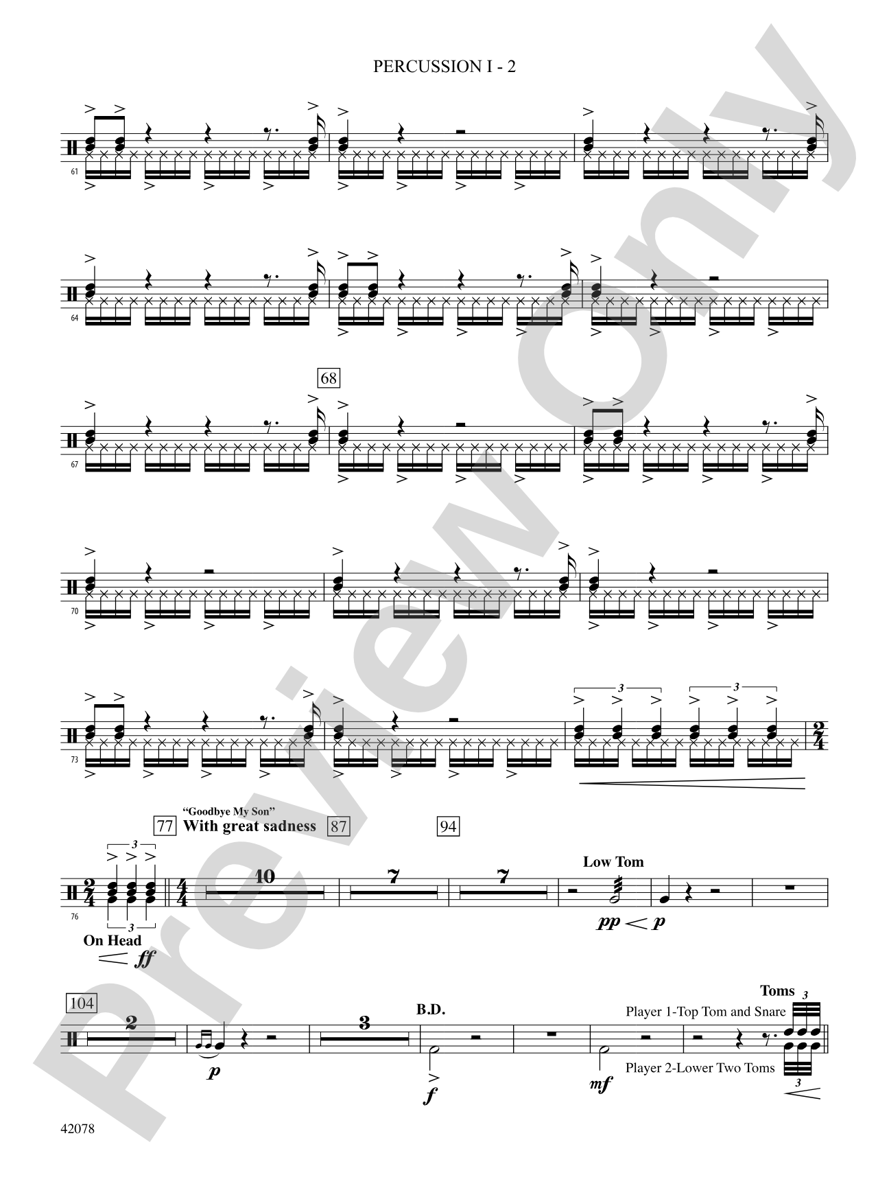 Man of Steel, Selections from: 1st Percussion
