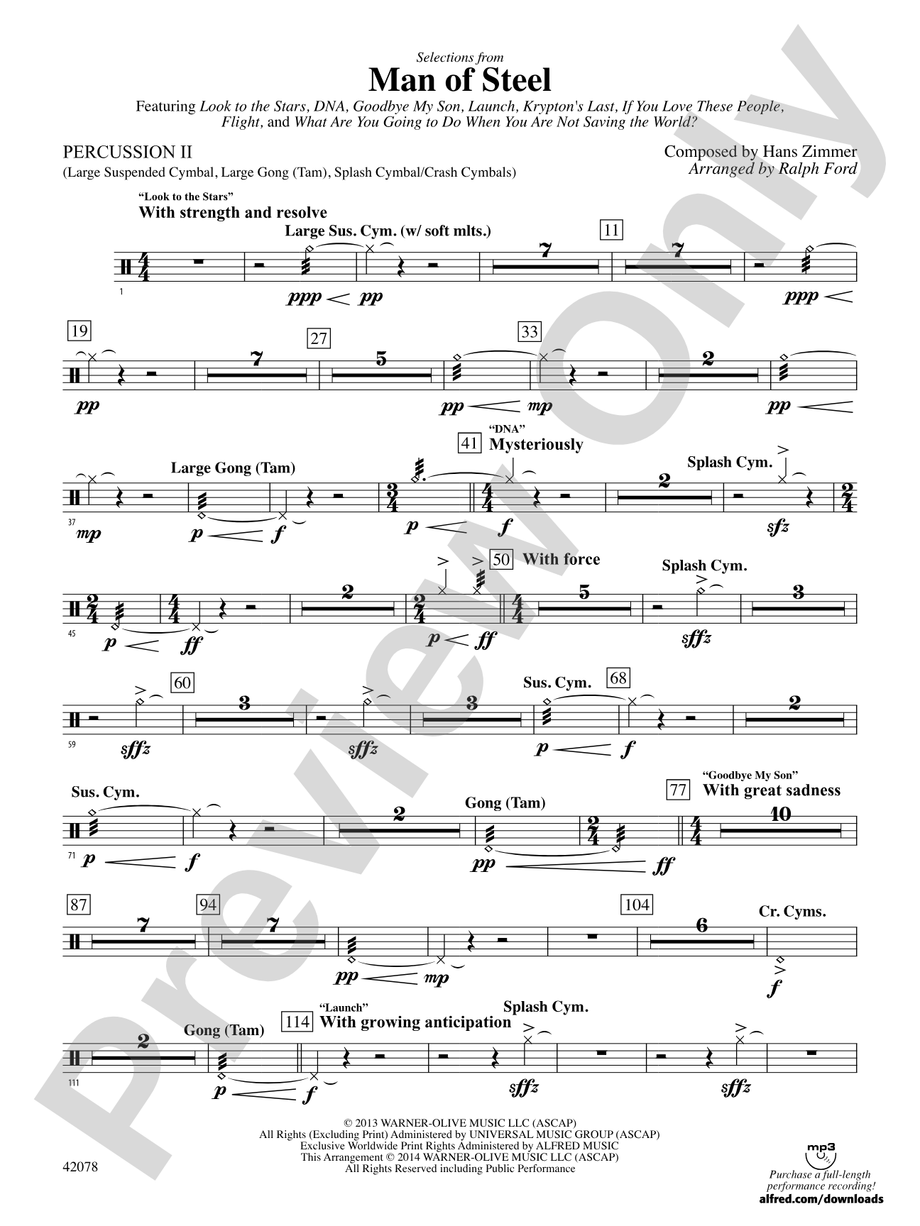 Man of Steel, Selections from: 2nd Percussion