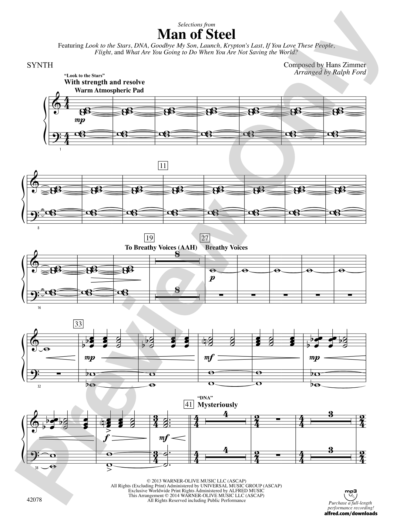 Man of Steel, Selections from: Synthesizer