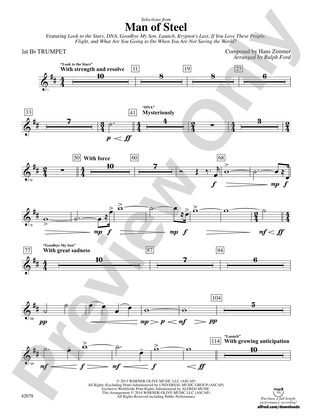 Man of Steel, Selections from: 1st B-flat Trumpet