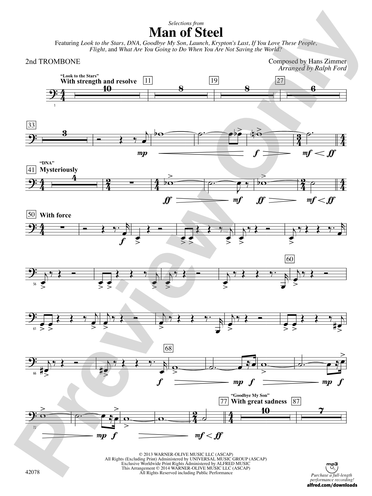Man of Steel, Selections from: 2nd Trombone
